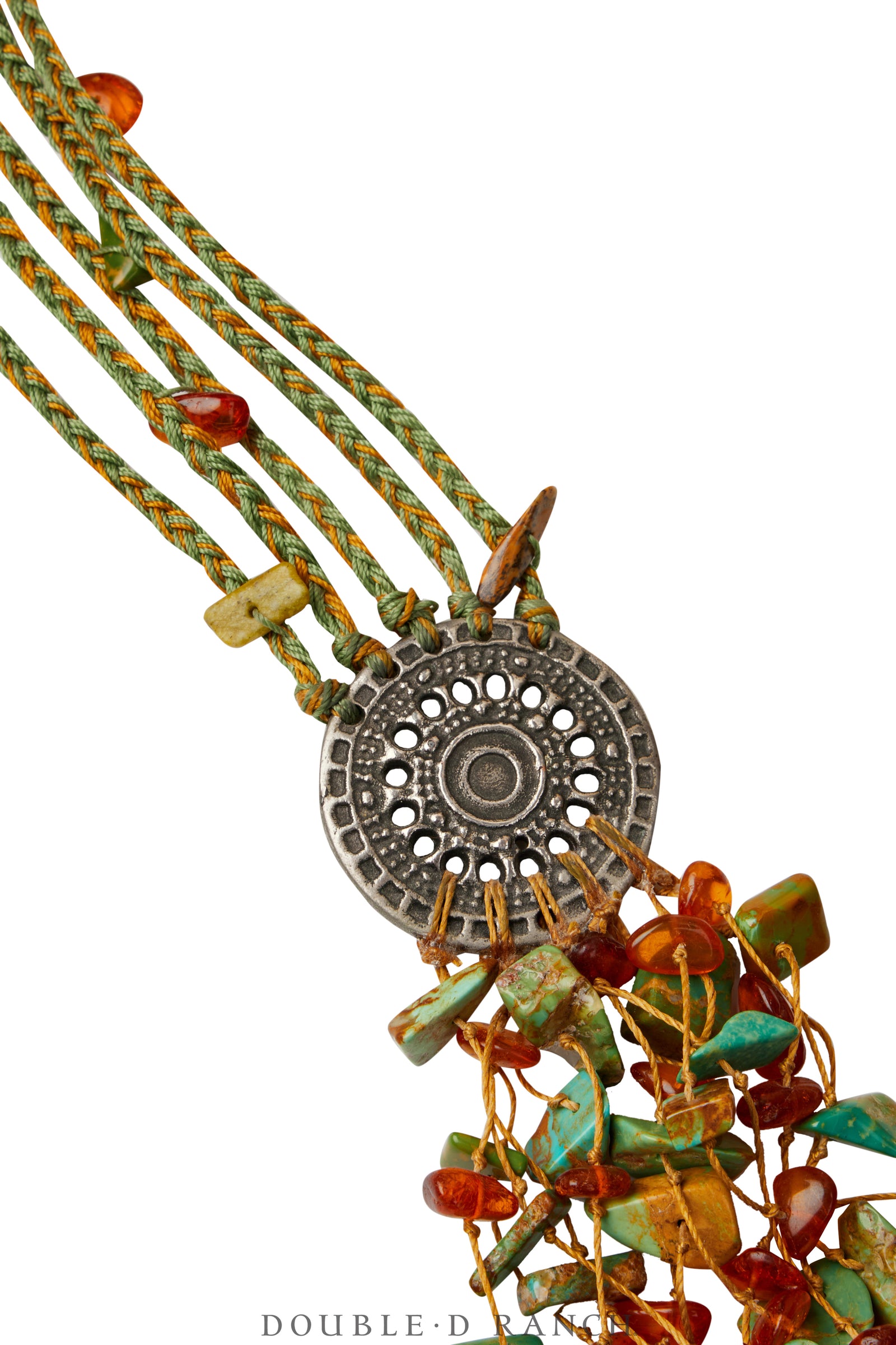 Necklace, Natural Stone, Nugget, Turquoise & Amber, Vintage, 3586