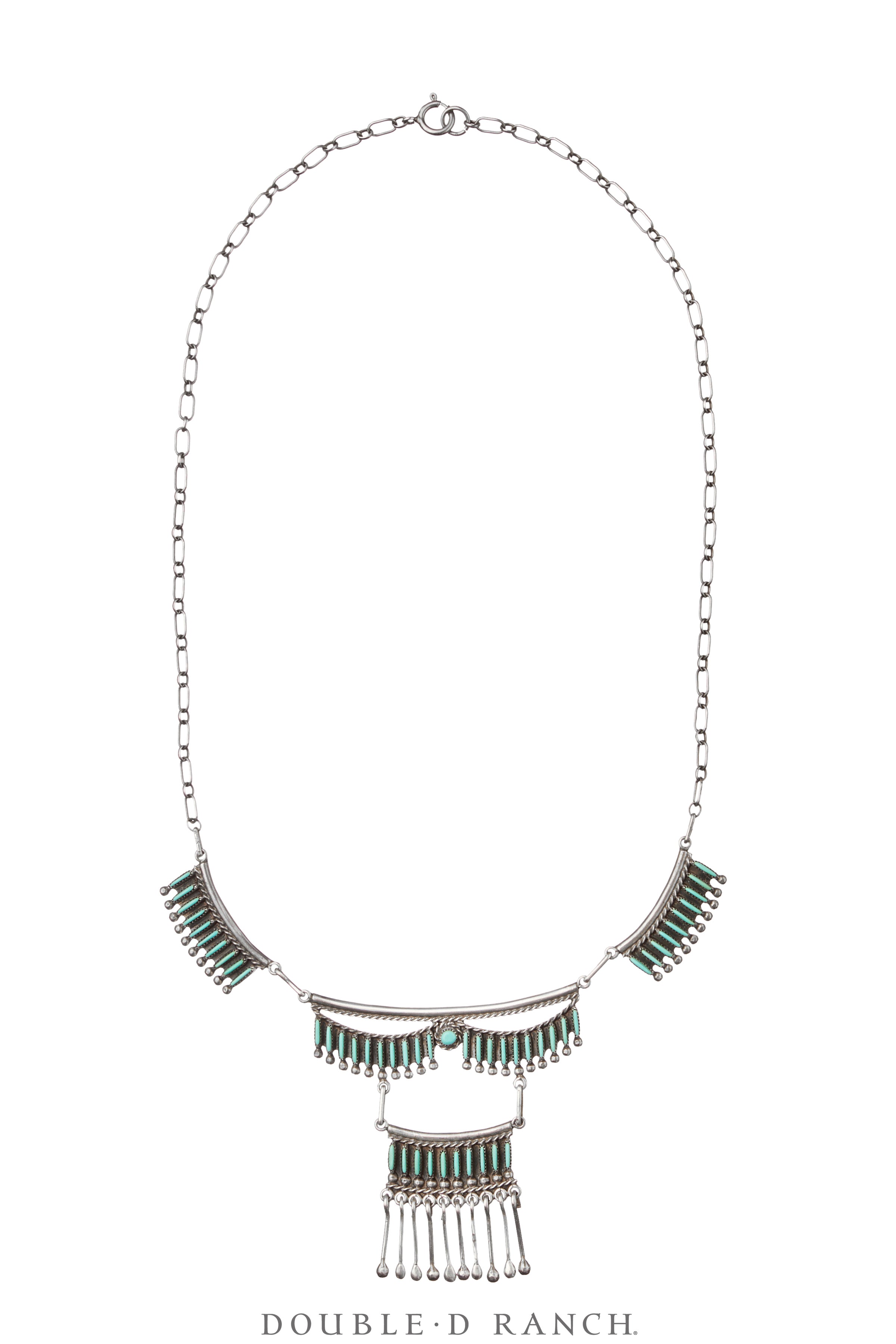 Necklace, Princess, Turquoise, Zuni Needlepoint, Vintage '70s, 3589
