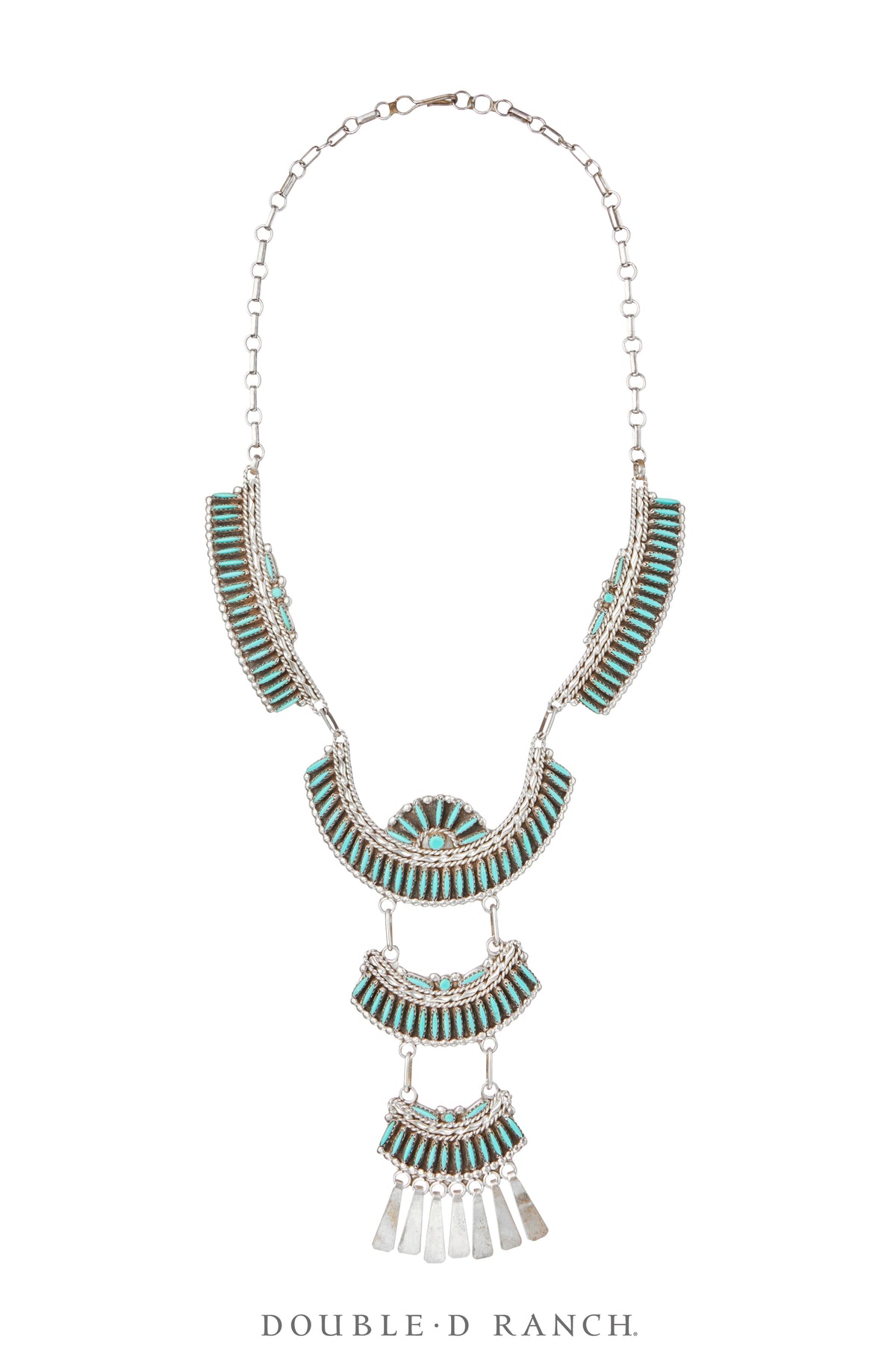 Necklace, Princess, Turquoise, Zuni Needlepoint, With Matching Earrings, Vintage, 3590