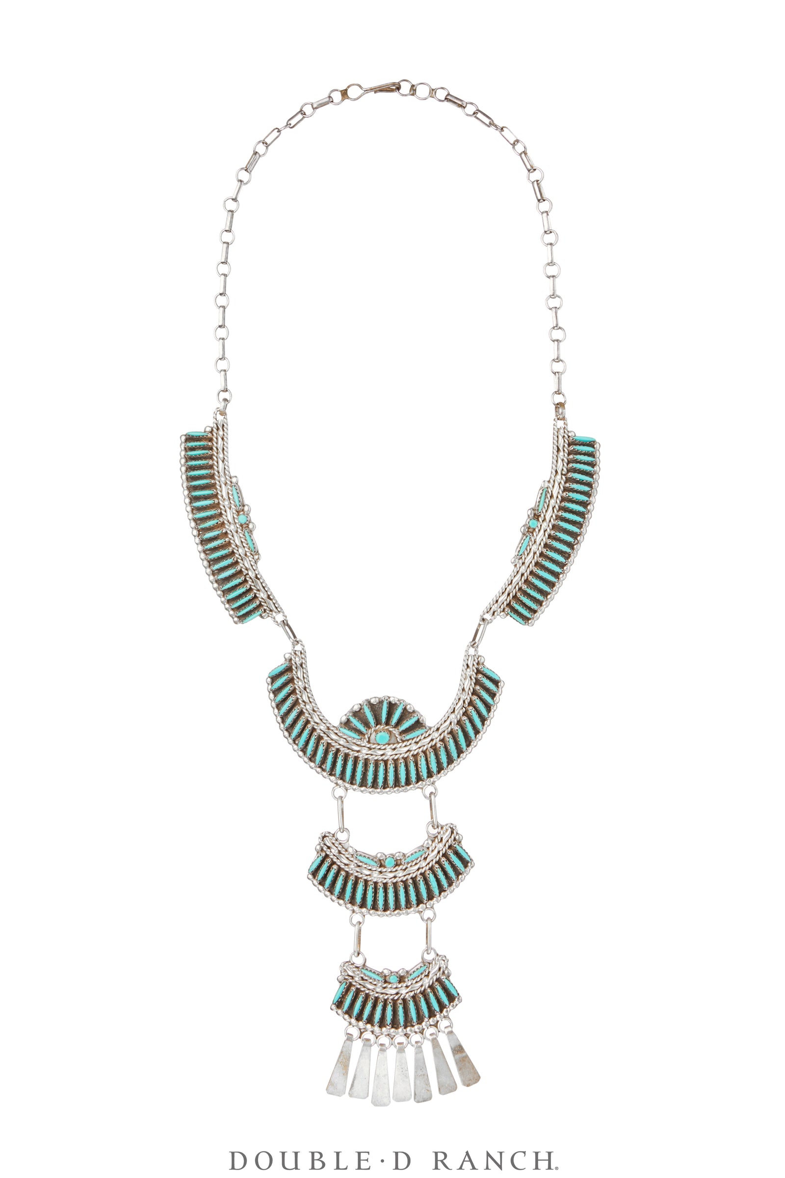 Necklace, Princess, Turquoise, Zuni Needlepoint, With Matching Earrings, Vintage, 3590