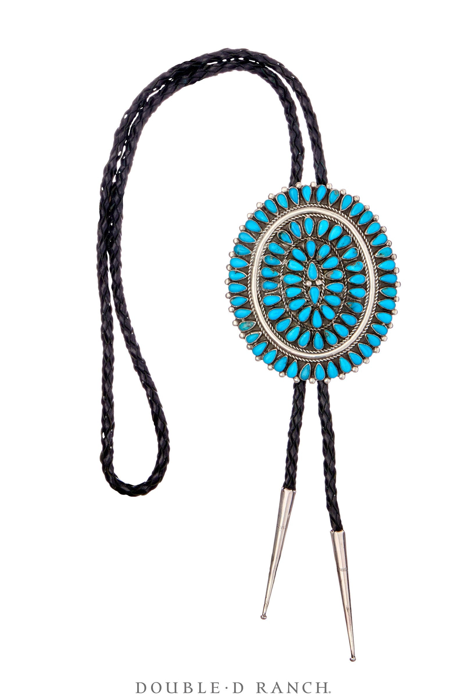 Bolo, Cluster, Turquoise, White Hogan Hallmark, Vintage, 3652