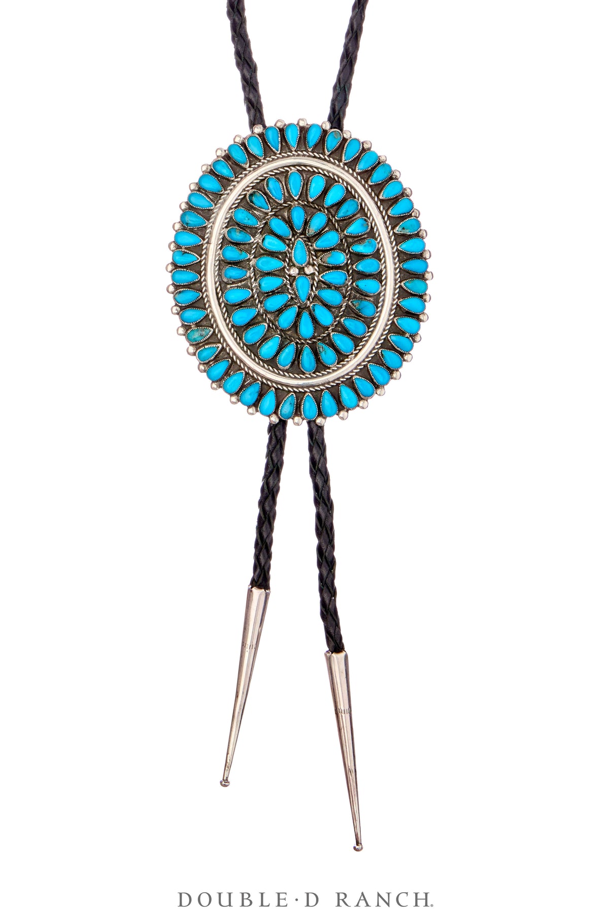 Bolo, Cluster, Turquoise, White Hogan Hallmark, Vintage, 3652