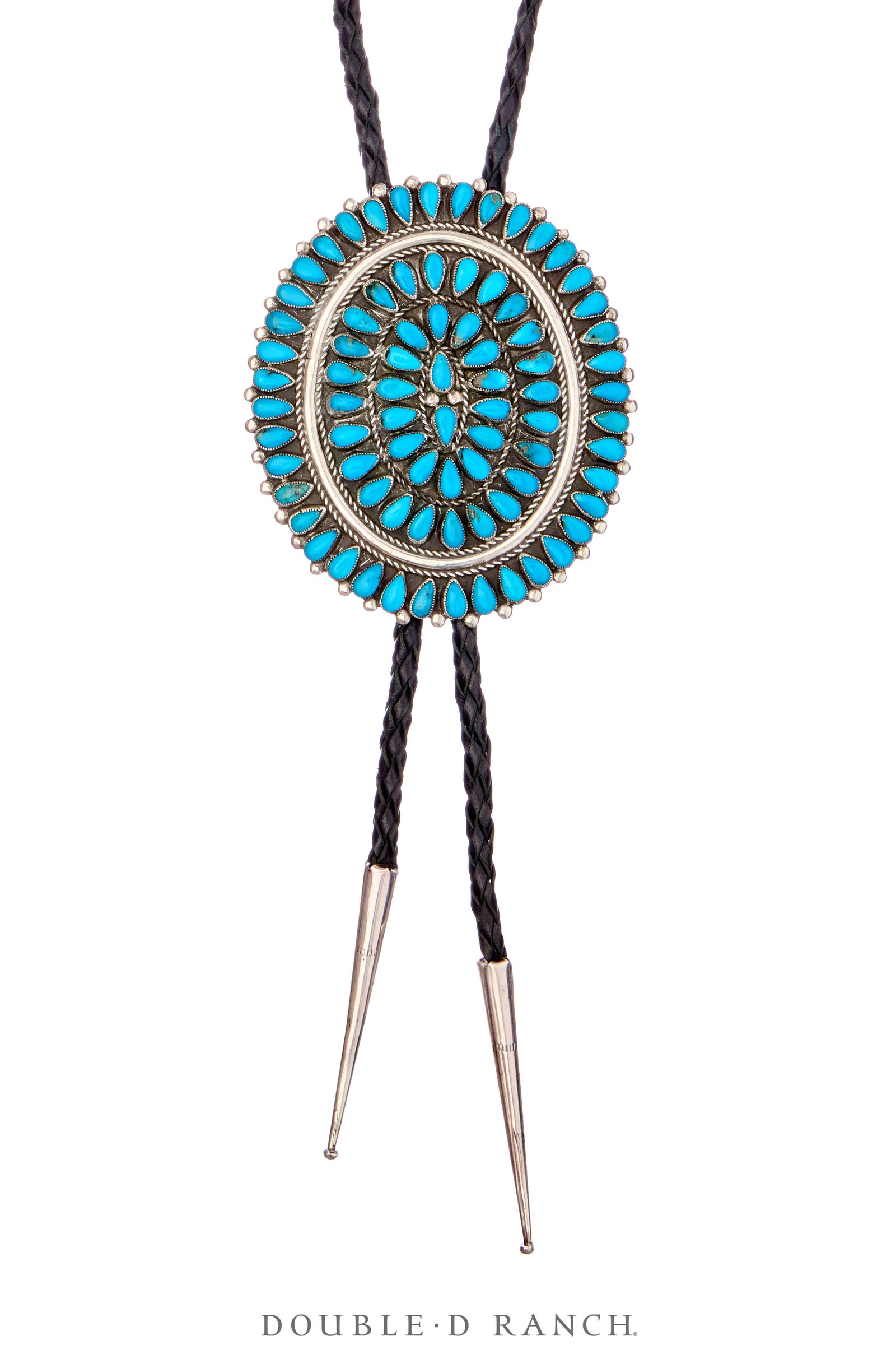 Bolo, Cluster, Turquoise, White Hogan Hallmark, Vintage, 3652