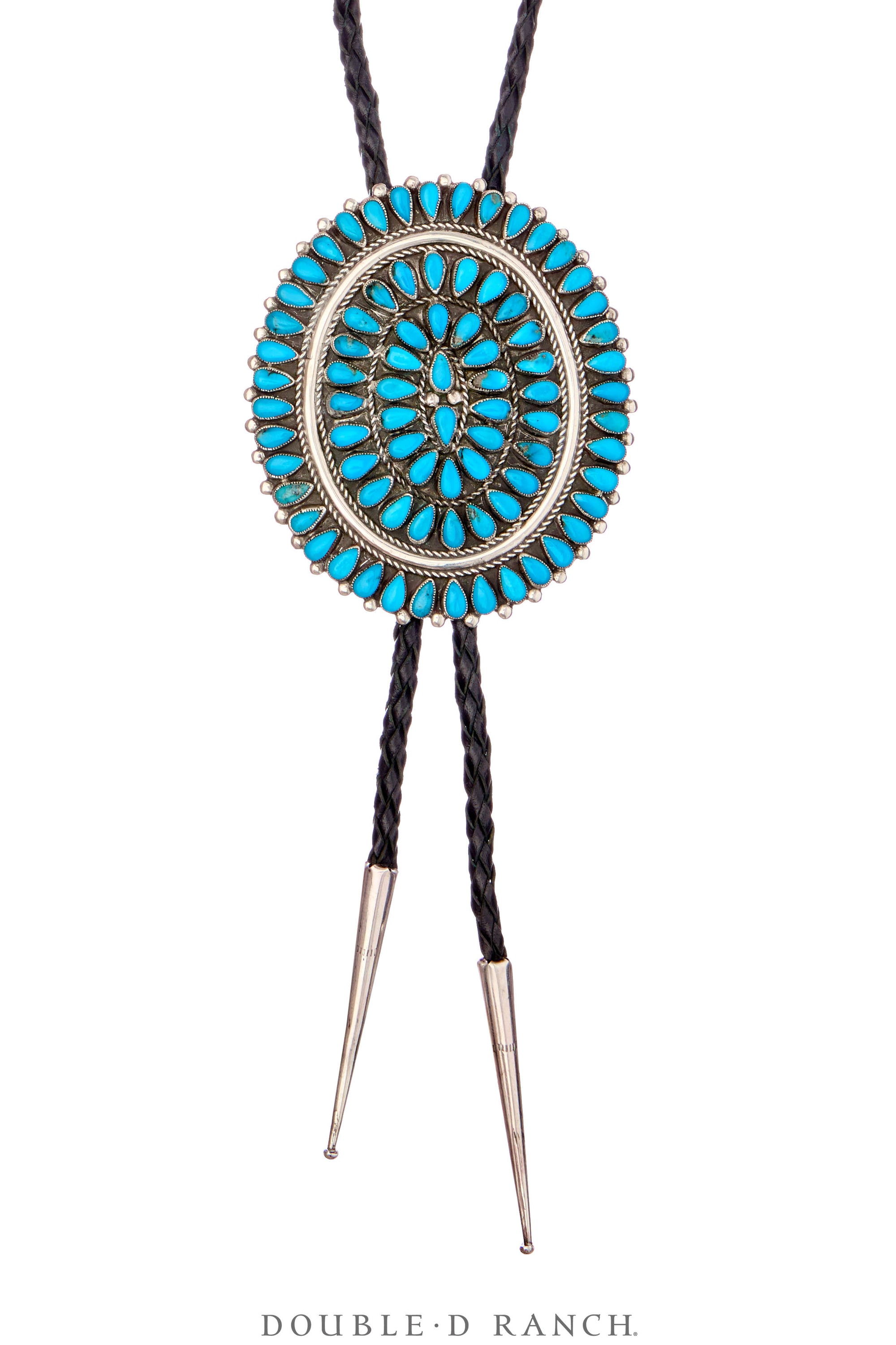 Bolo, Cluster, Turquoise, White Hogan Hallmark, Vintage, 3652