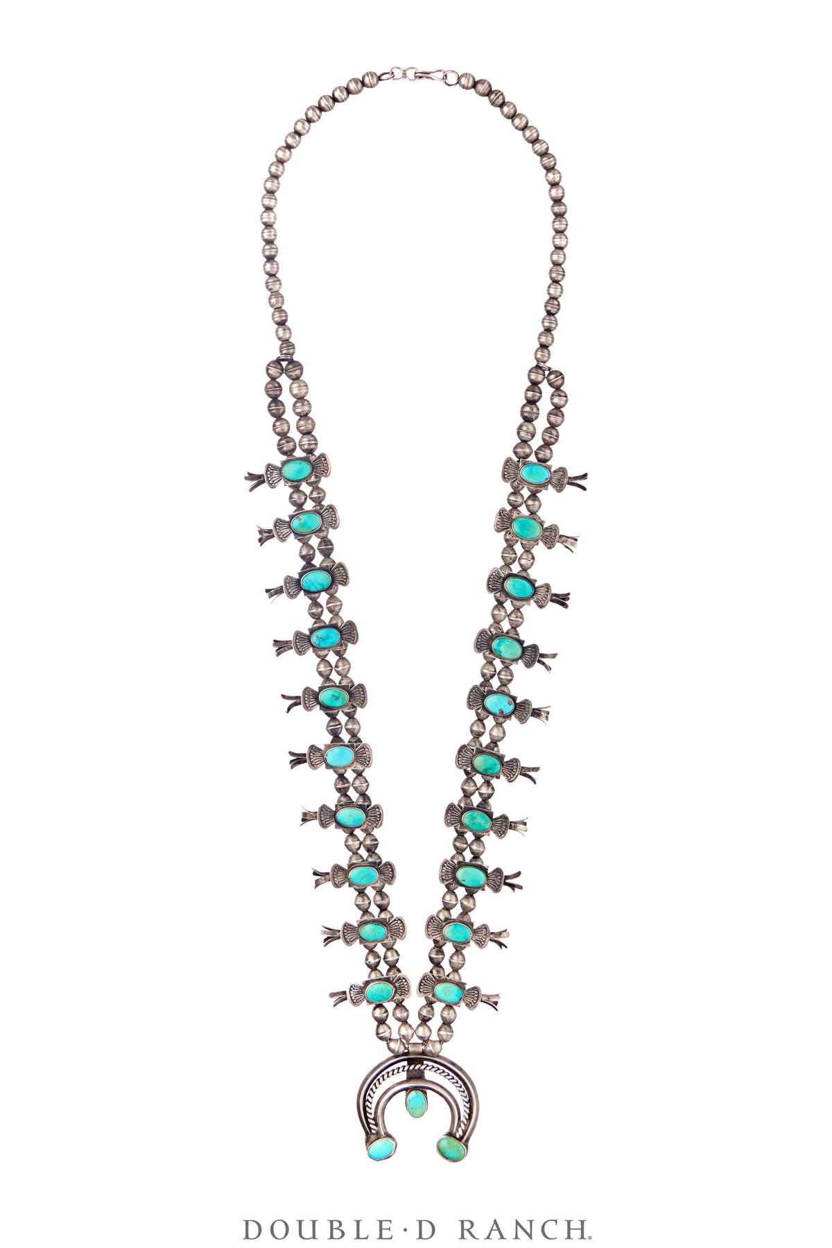 Necklace, Squash Blossom, Turquoise, Box Bow, Vintage 40's, 3661