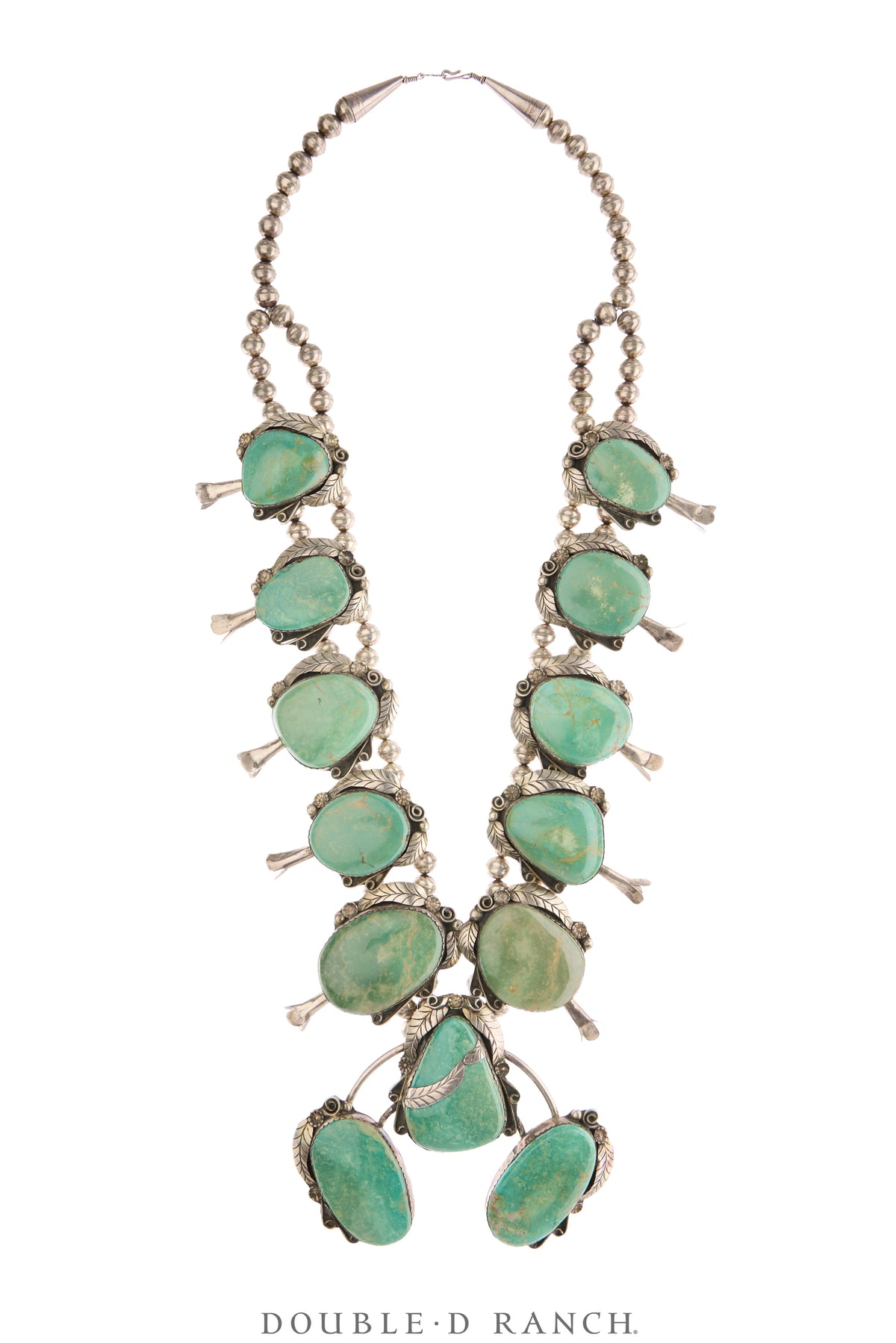 Necklace, Squash Blossom, Turquoise, Large Free-Form Stones, Hallmark, Vintage, 3698
