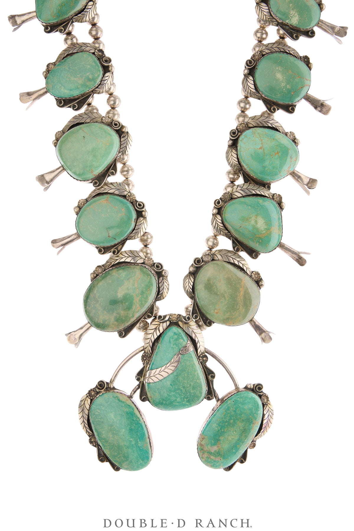 Necklace, Squash Blossom, Turquoise, Large Free-Form Stones, Hallmark, Vintage, 3698