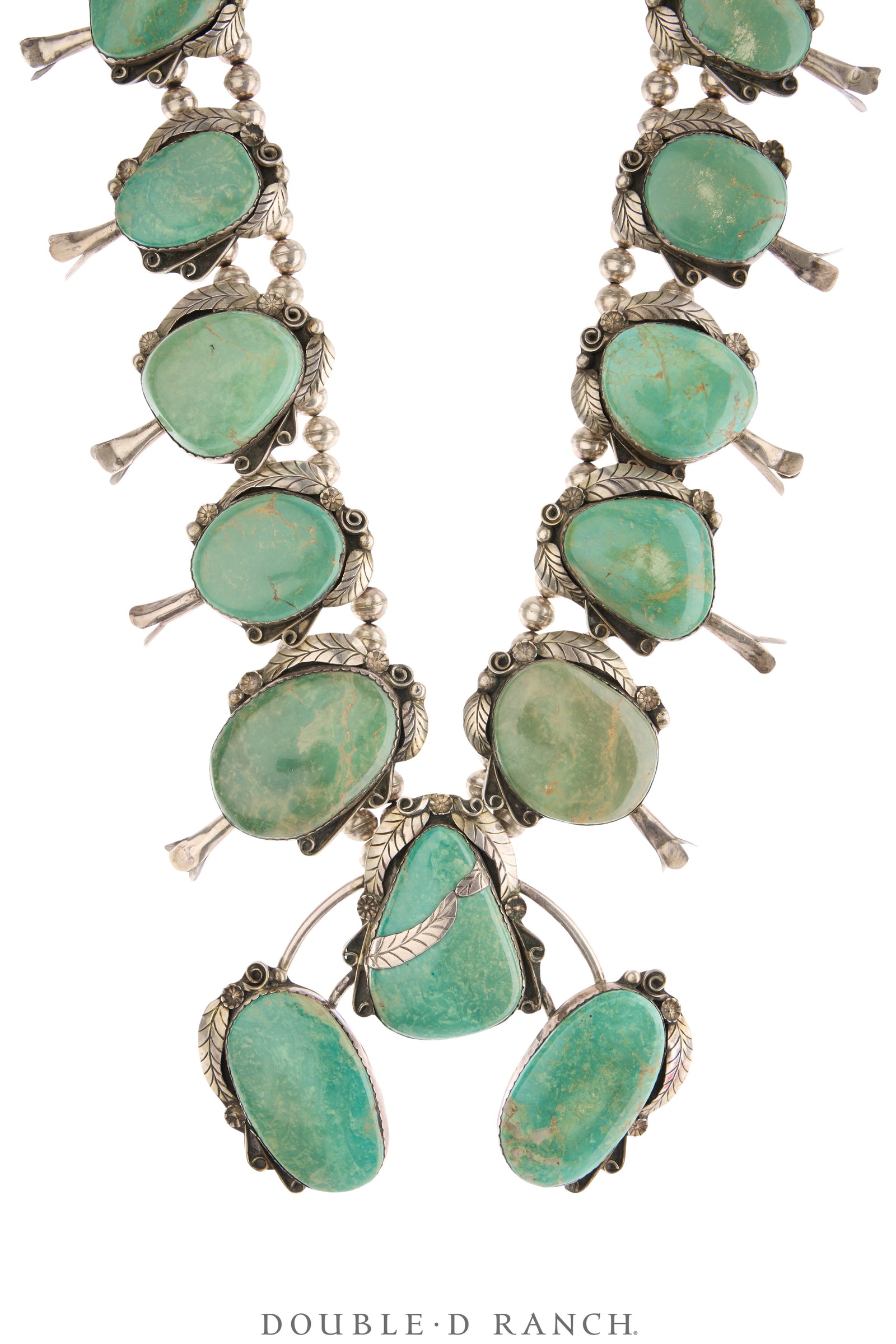 Necklace, Squash Blossom, Turquoise, Large Free-Form Stones, Hallmark, Vintage, 3698