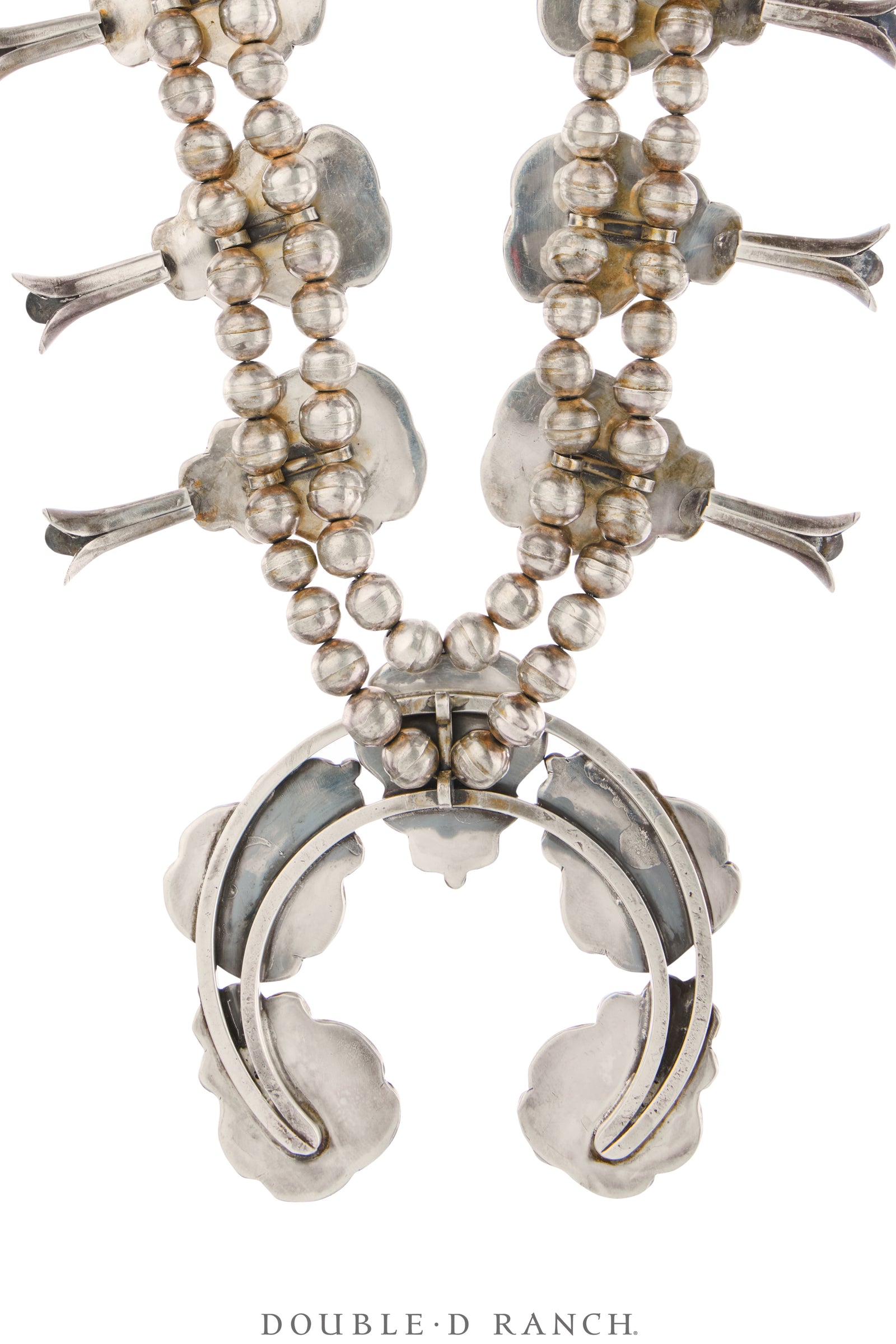 Necklace, Squash Blossom, Mother of Pearl, Matching Set of Earrings, Cuff, & Ring, Vintage Estate, 3700