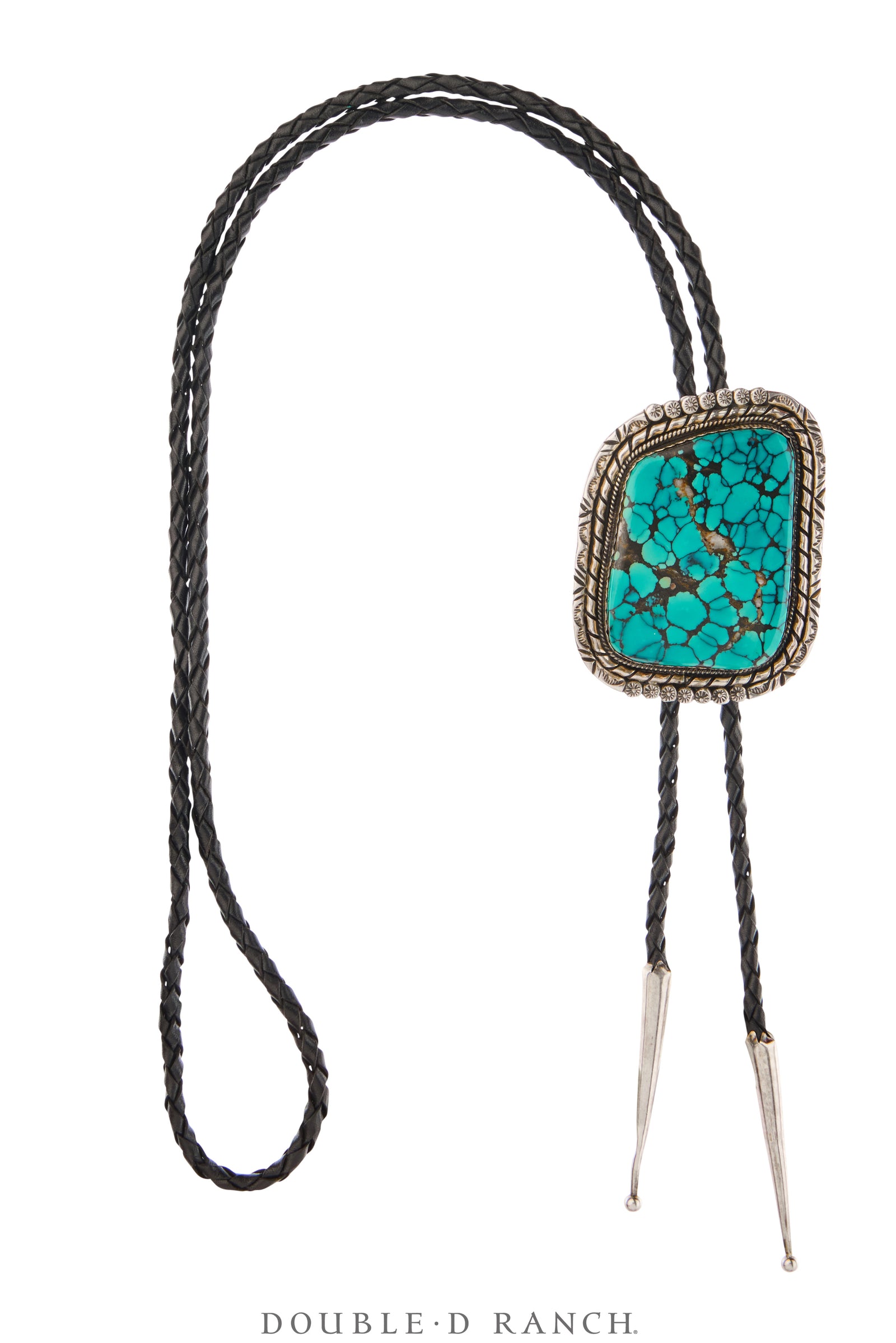 Bolo, Natural Stone, Turquoise, Heavy Matrix, Hallmark, Vintage, 3704