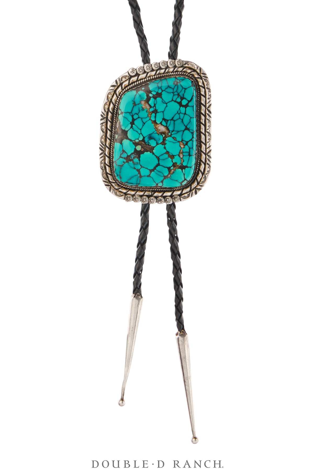 Bolo, Natural Stone, Turquoise, Heavy Matrix, Hallmark, Vintage, 3704