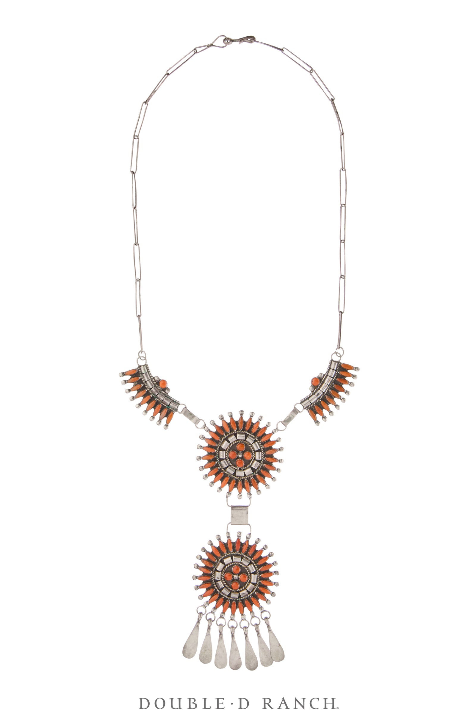 Necklace, Bib, Coral, Needlepoint, Estate Hallmark, Vintage, 3741