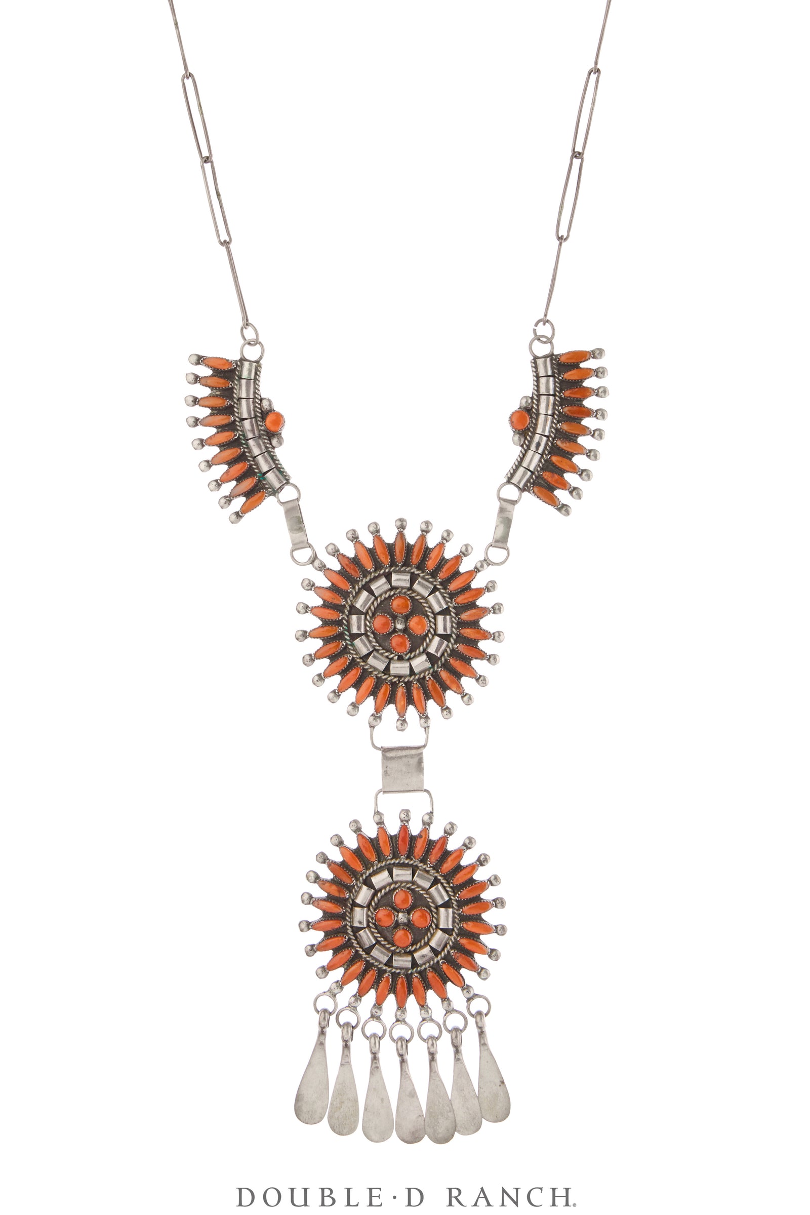 Necklace, Bib, Coral, Needlepoint, Estate Hallmark, Vintage, 3741