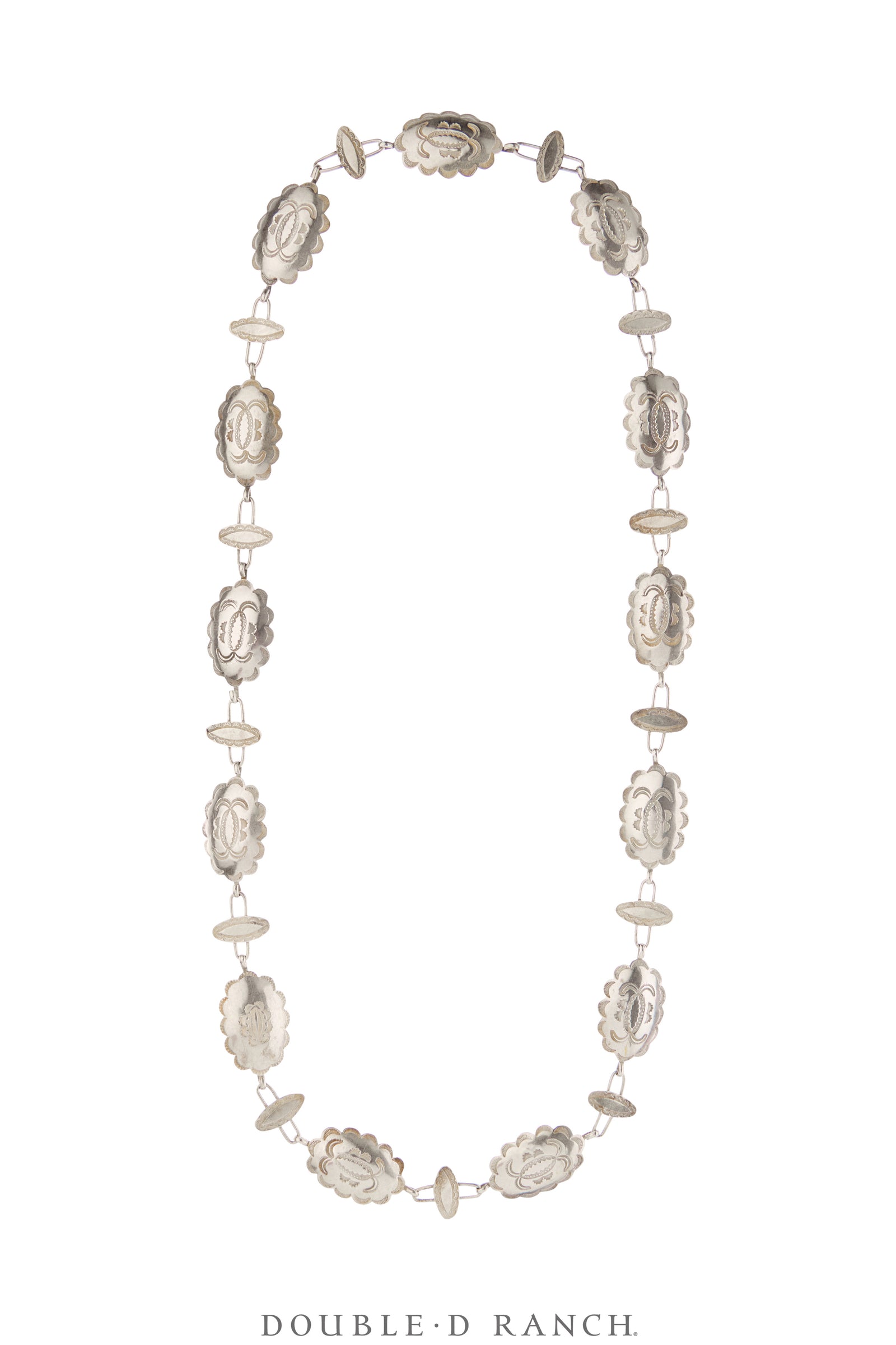 Necklace, Concho, Sterling Silver, Stampwork, Vintage, 3742