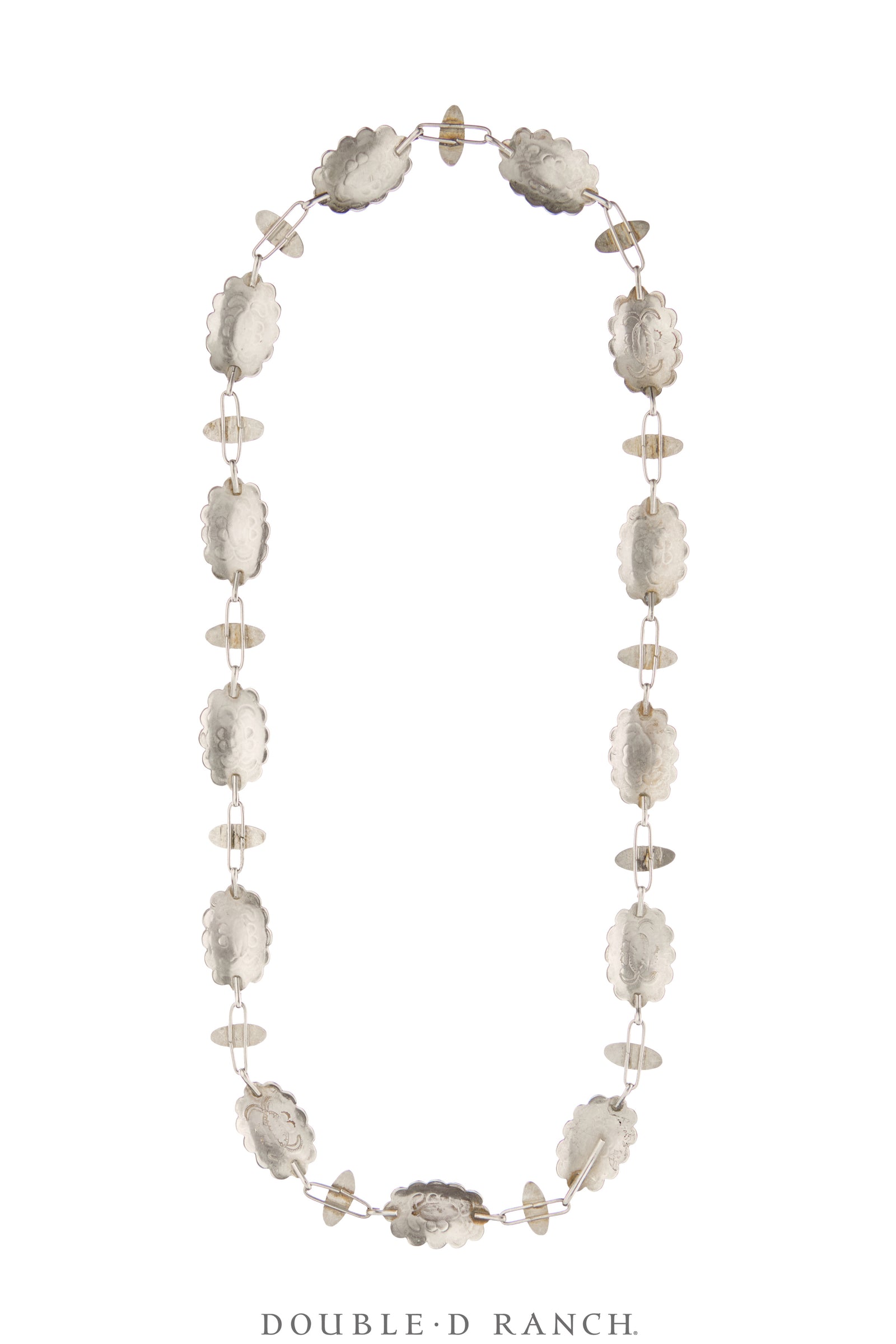 Necklace, Concho, Sterling Silver, Stampwork, Vintage, 3742