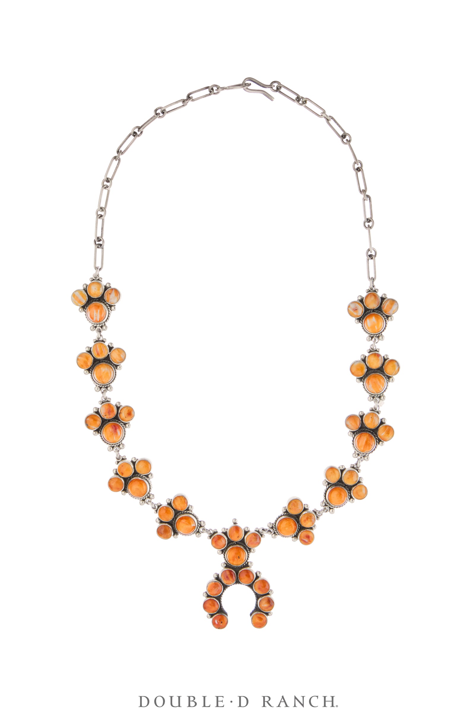 Necklace, Federico, Squash Blossom, Orange Spiny Oyster, Mini, Hallmark, Contemporary, 3745