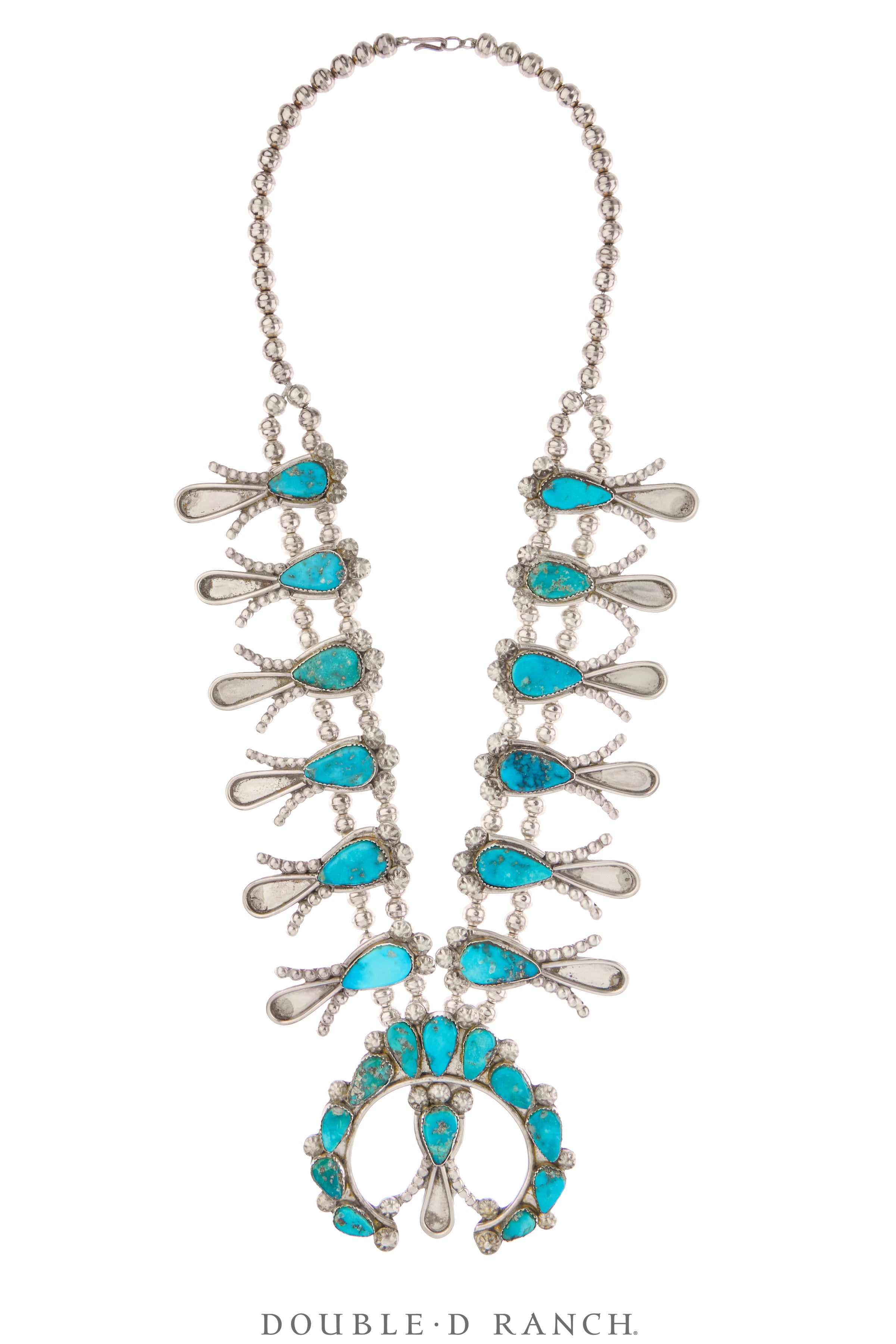 Necklace, Squash Blossom, Turquoise, Attributed to Dan Simplicio, Vint