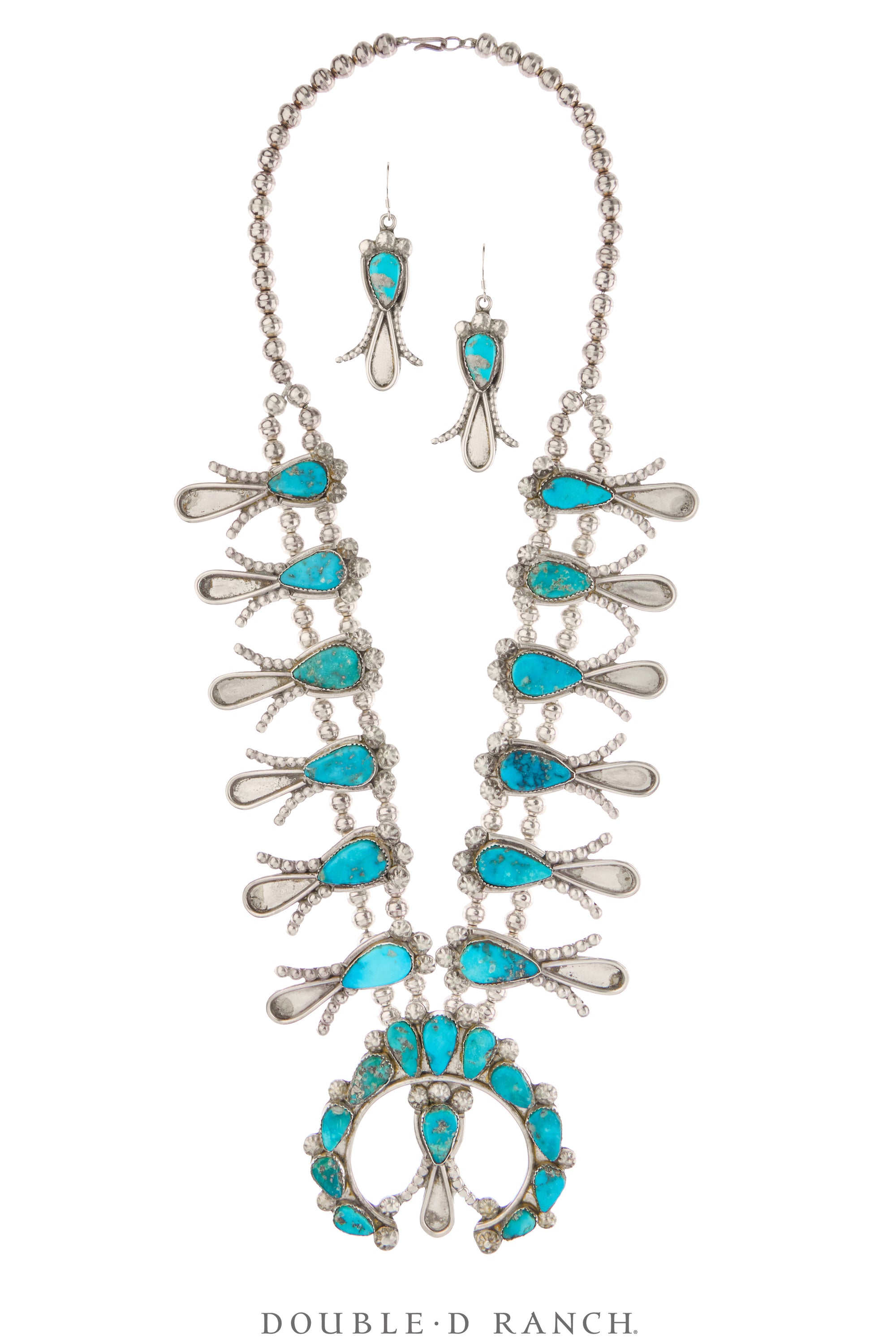 Necklace, Squash Blossom, Turquoise, Attributed to Dan Simplicio, Vint