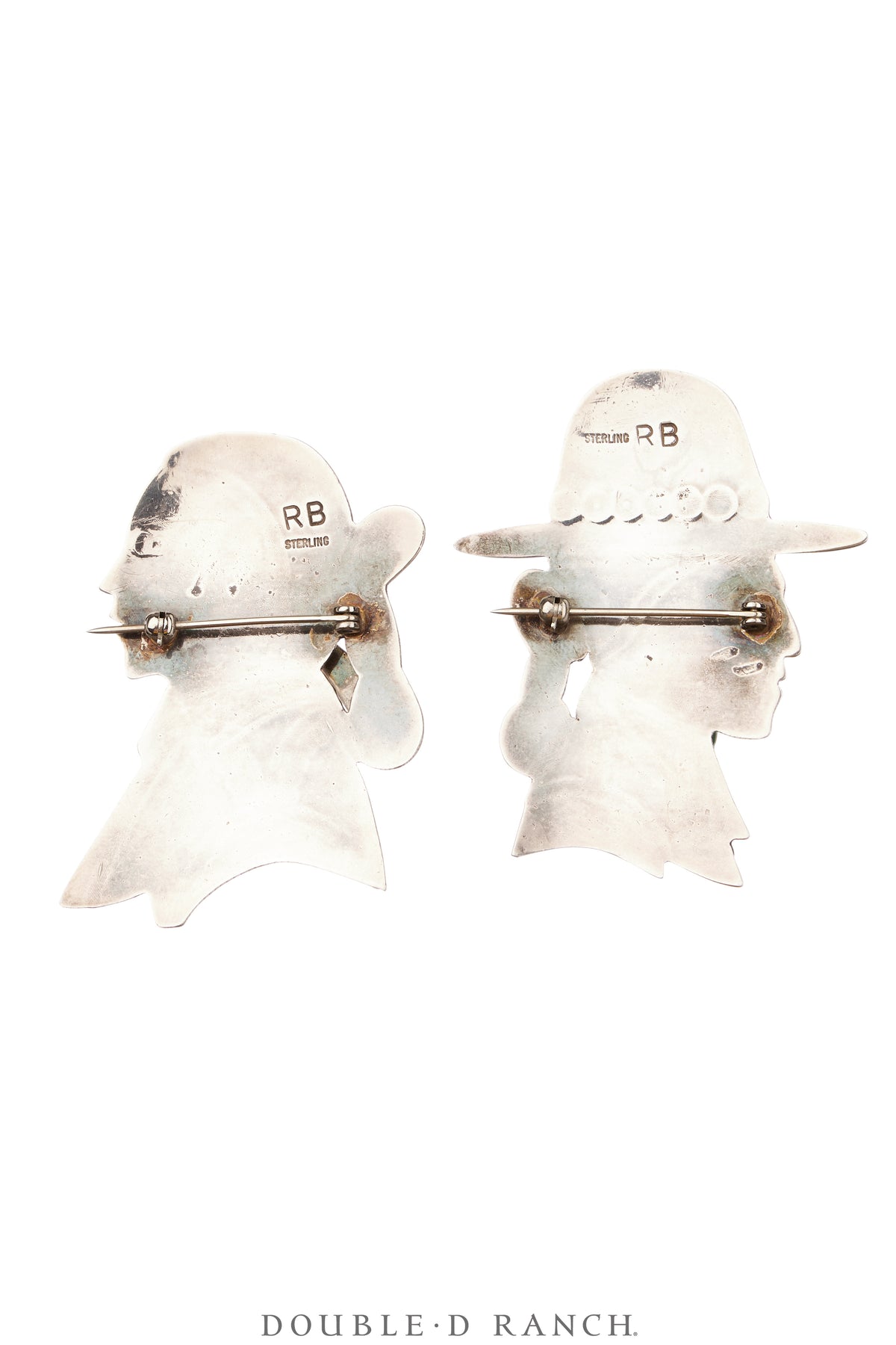 Pins, Novelty, Turquoise & Mixed Stones, Navajo Couple Profiles, Hallmark, Vintage, 1181