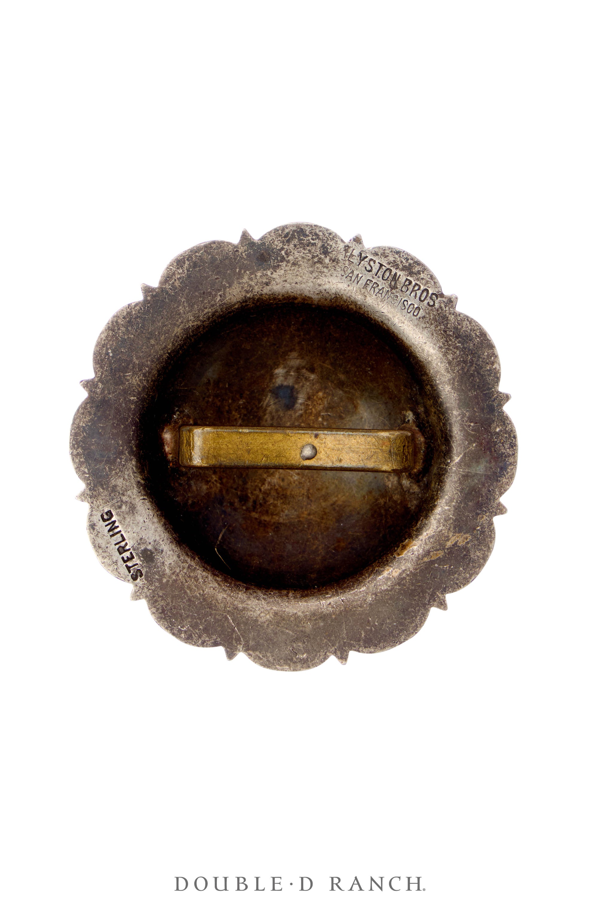 Scarf Slide, Concho, Sterling, Engraved, Vintage, 1216