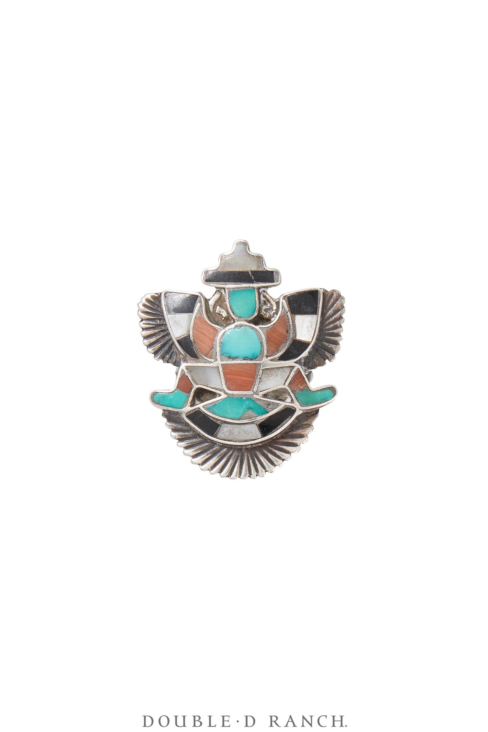 Ring, Novelty, Inlay, Coral & Turquoise, Vintage, 1576