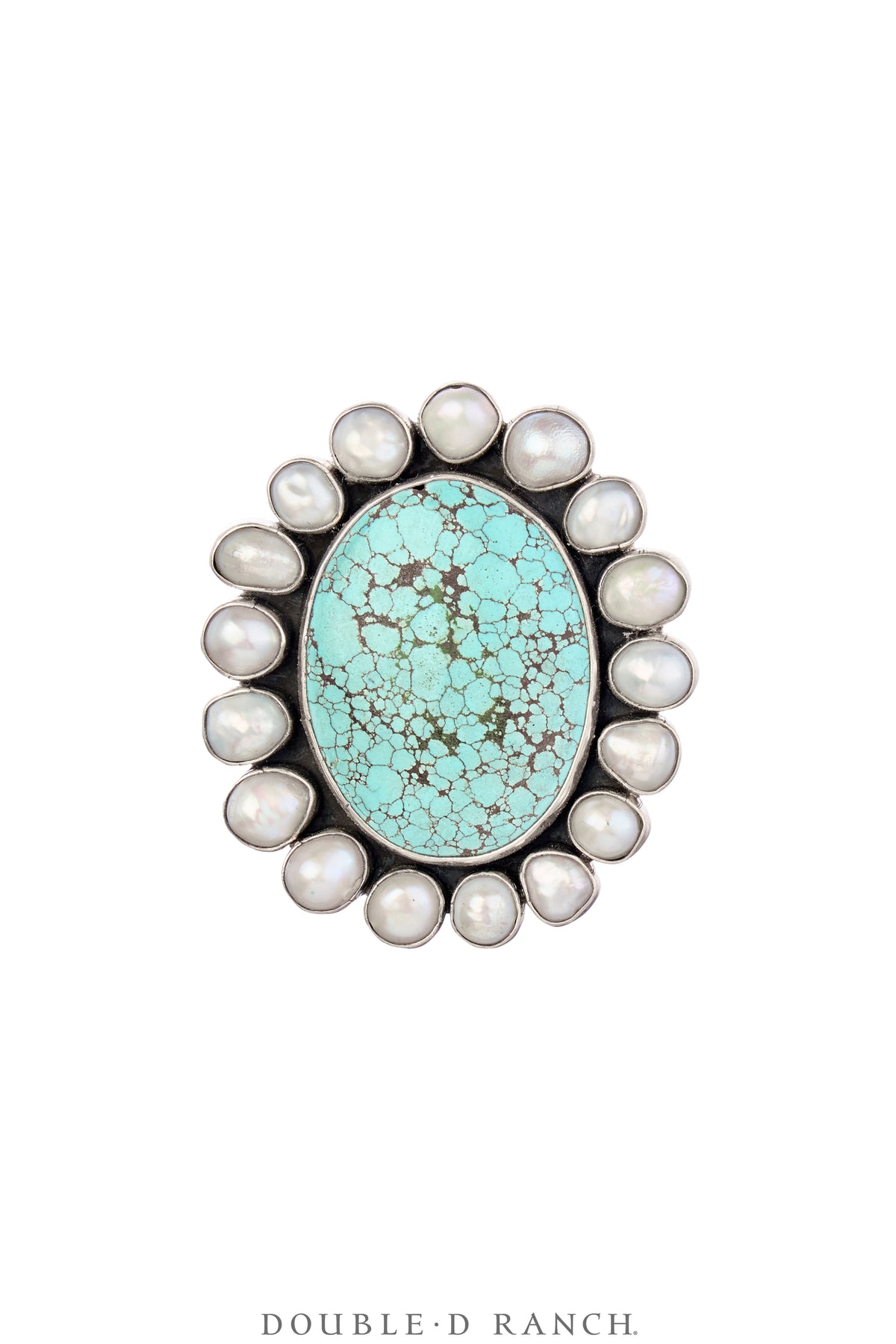 Ring, Federico, Cluster, Mother of Pearl & Turquoise, Hallmark, Contemporary Adjustable, 1763