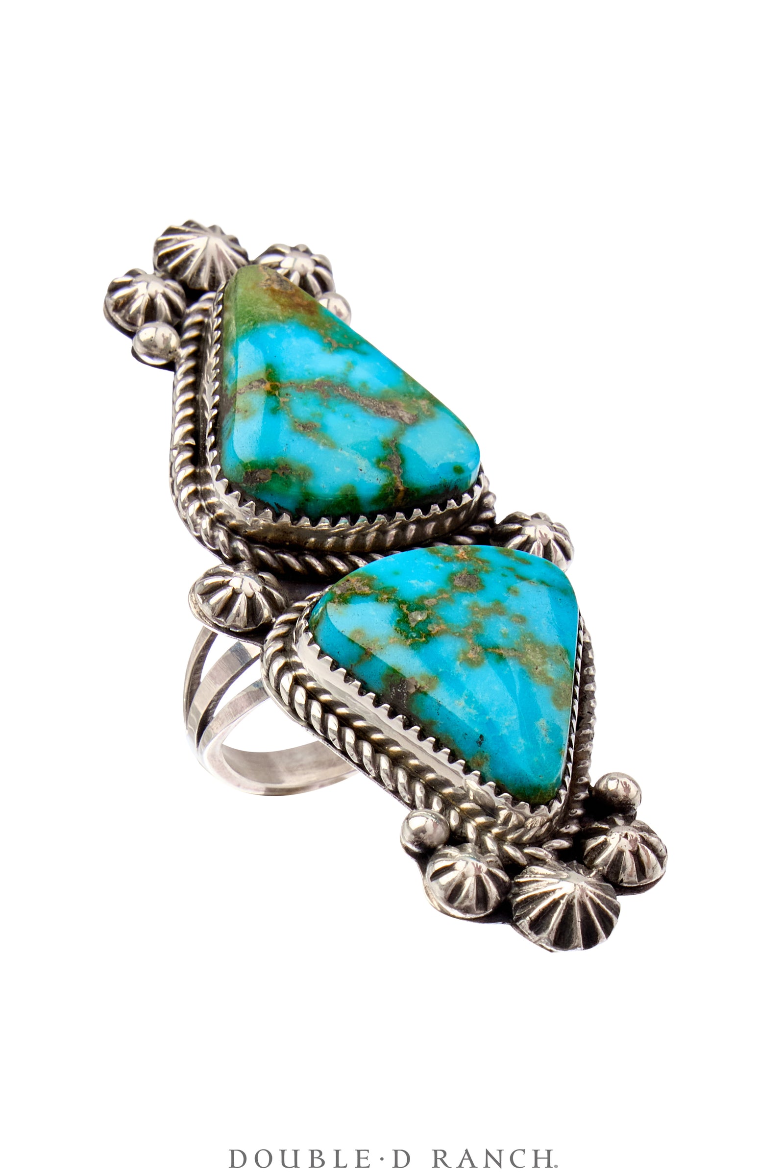 Ring, Natural Stone, Turquoise, Double Stone, Hallmark, Contemporary, 9, 1779