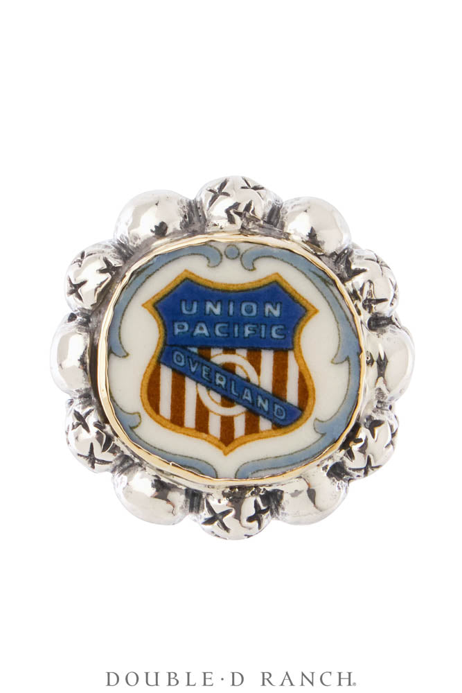 Ring, Dian Malouf, Statement, Railroad China, Union Jack, Hallmark, Contemporary, 1933