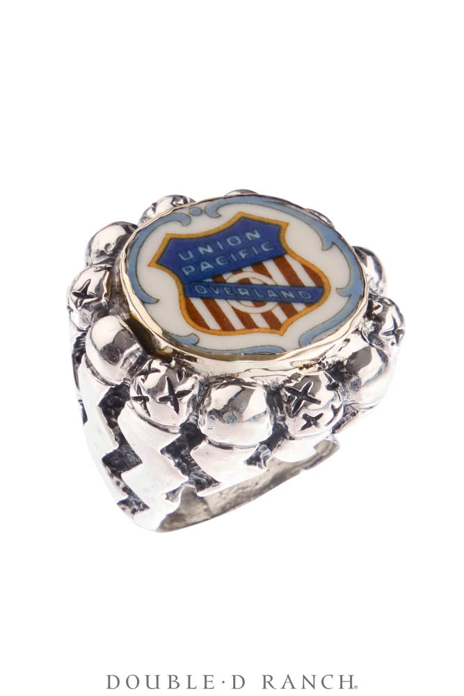 Ring, Dian Malouf, Statement, Railroad China, Union Jack, Hallmark, Contemporary, 1933