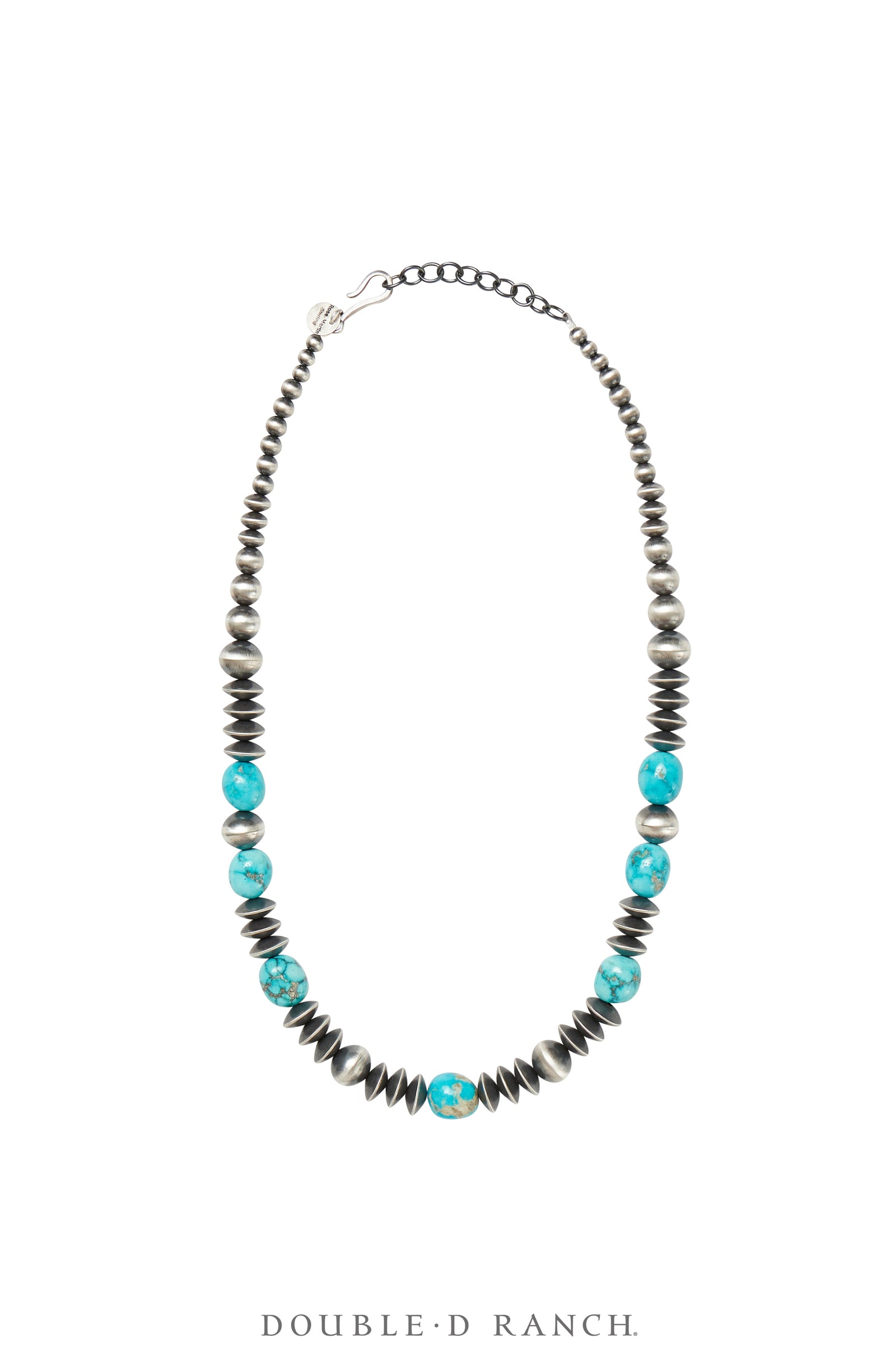 Necklace, Desert Pearls, Sterling  20" with Turquoise, Hallmarked, Contemporary, 3344