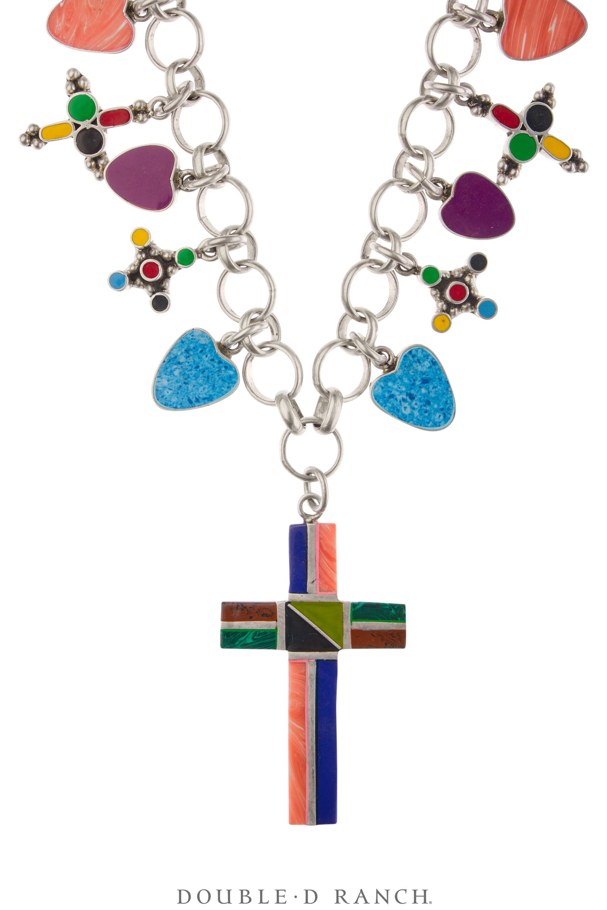 Necklace, Novelty, Cross & Charms, Turquoise, Lapis, Etc. Vintage ‘90s, 3746