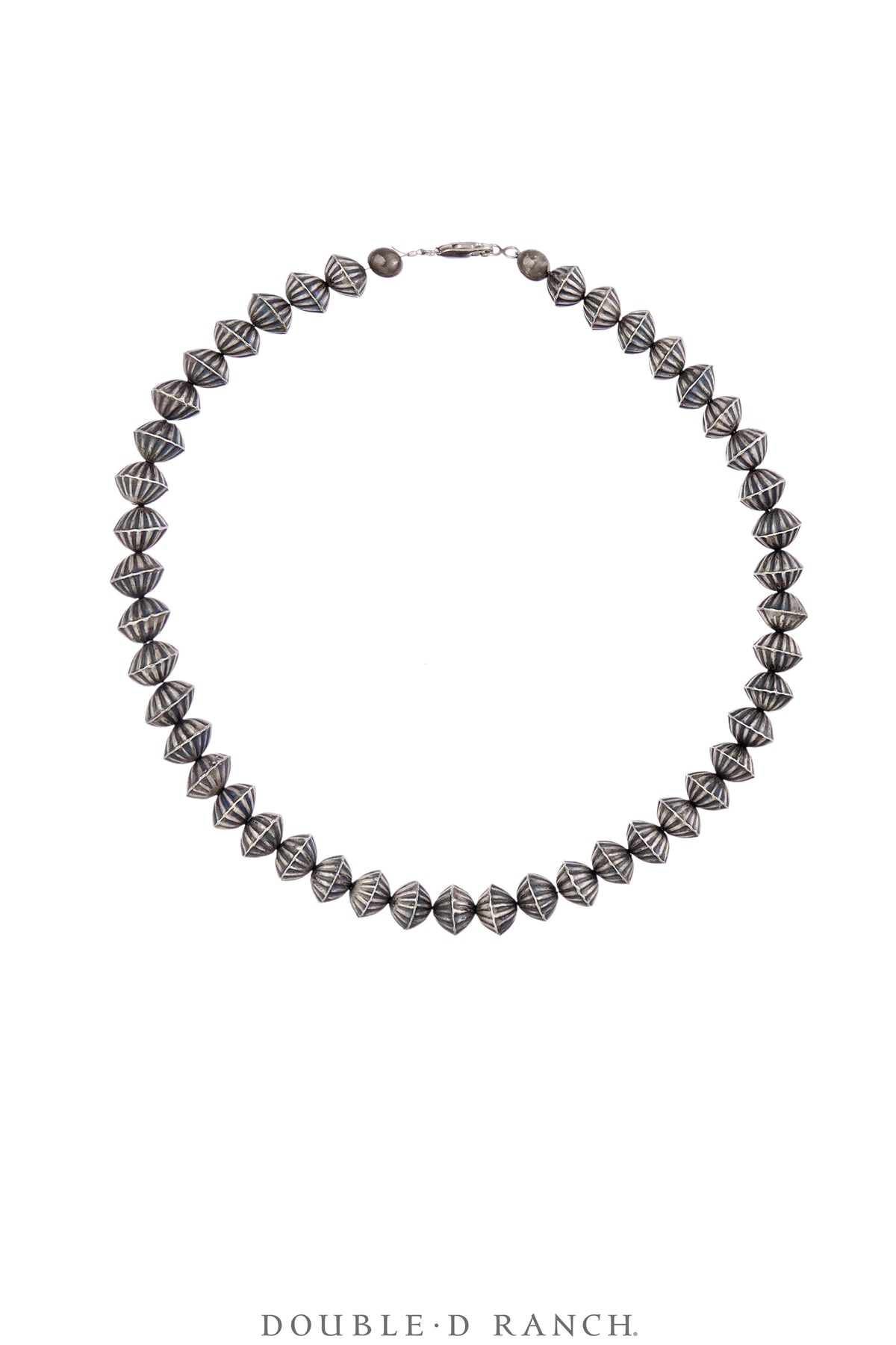 Necklace, Desert Pearls, Sterling Silver, Fluted, Vintage 17", 3580