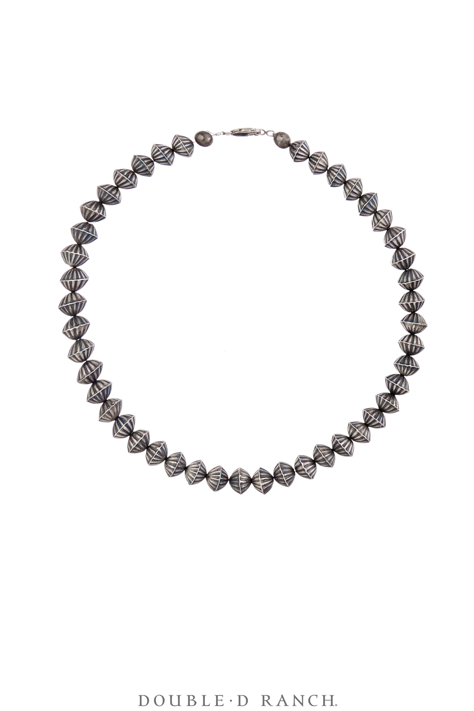 Necklace, Desert Pearls, Sterling Silver, Fluted, Vintage 17", 3580