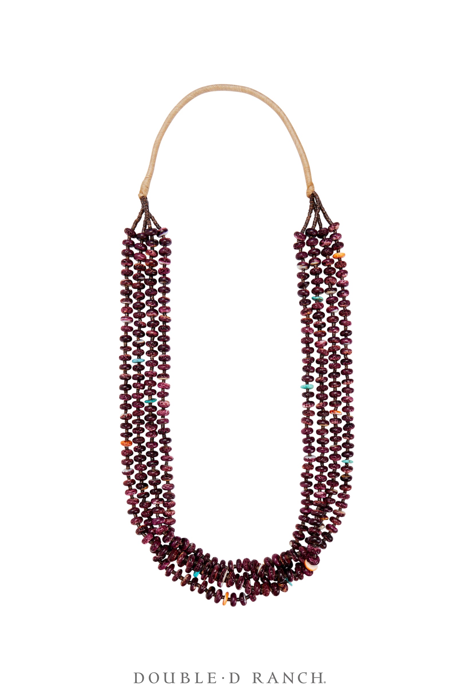 Necklace, Natural Stone, Purple Spiny Oyster, Four Strand, Navajo, Contemporary, 3419