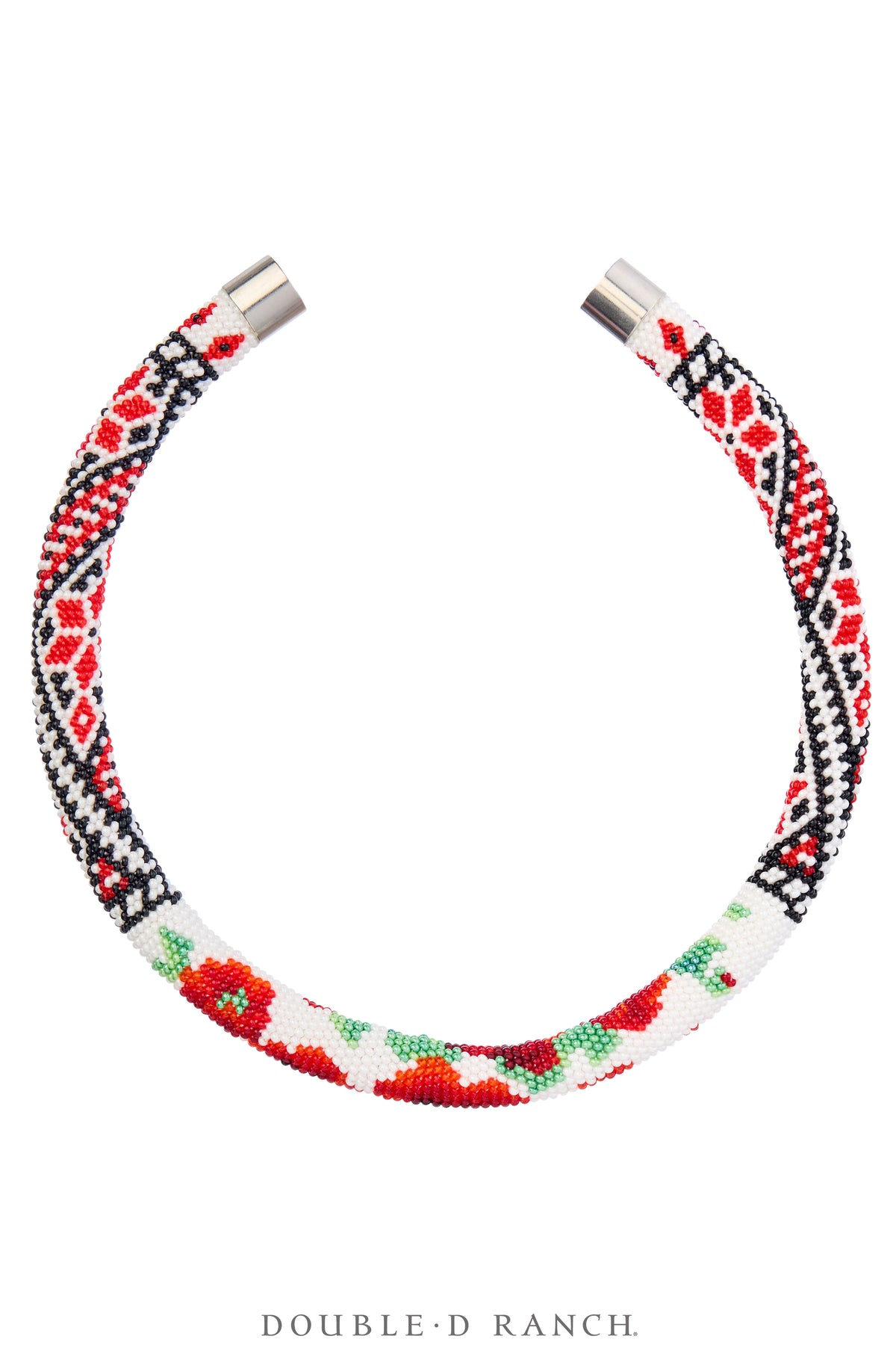 Necklace, Woven Bead, Glass, Choker, Floral Motif, Contemporary, 3592