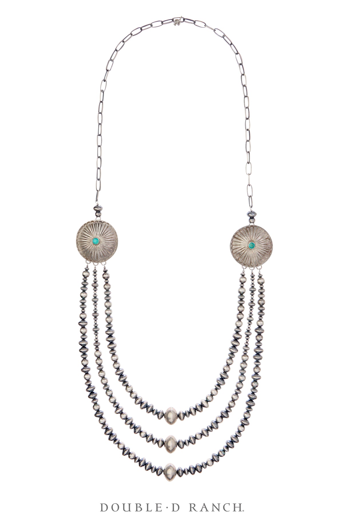 Necklace, Repurposed, Desert Pearl, Turquoise, Concho Details, Contemporary, 3510