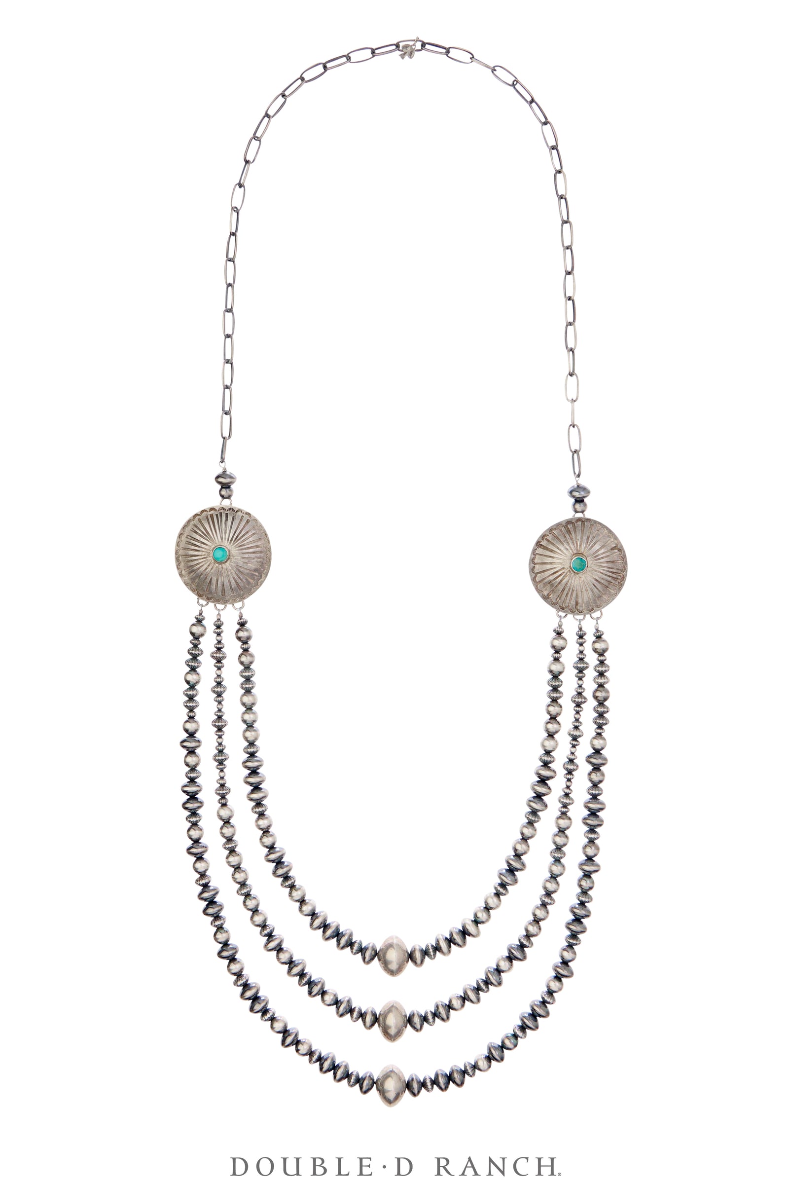 Necklace, Repurposed, Desert Pearl, Turquoise, Concho Details, Contemporary, 3510