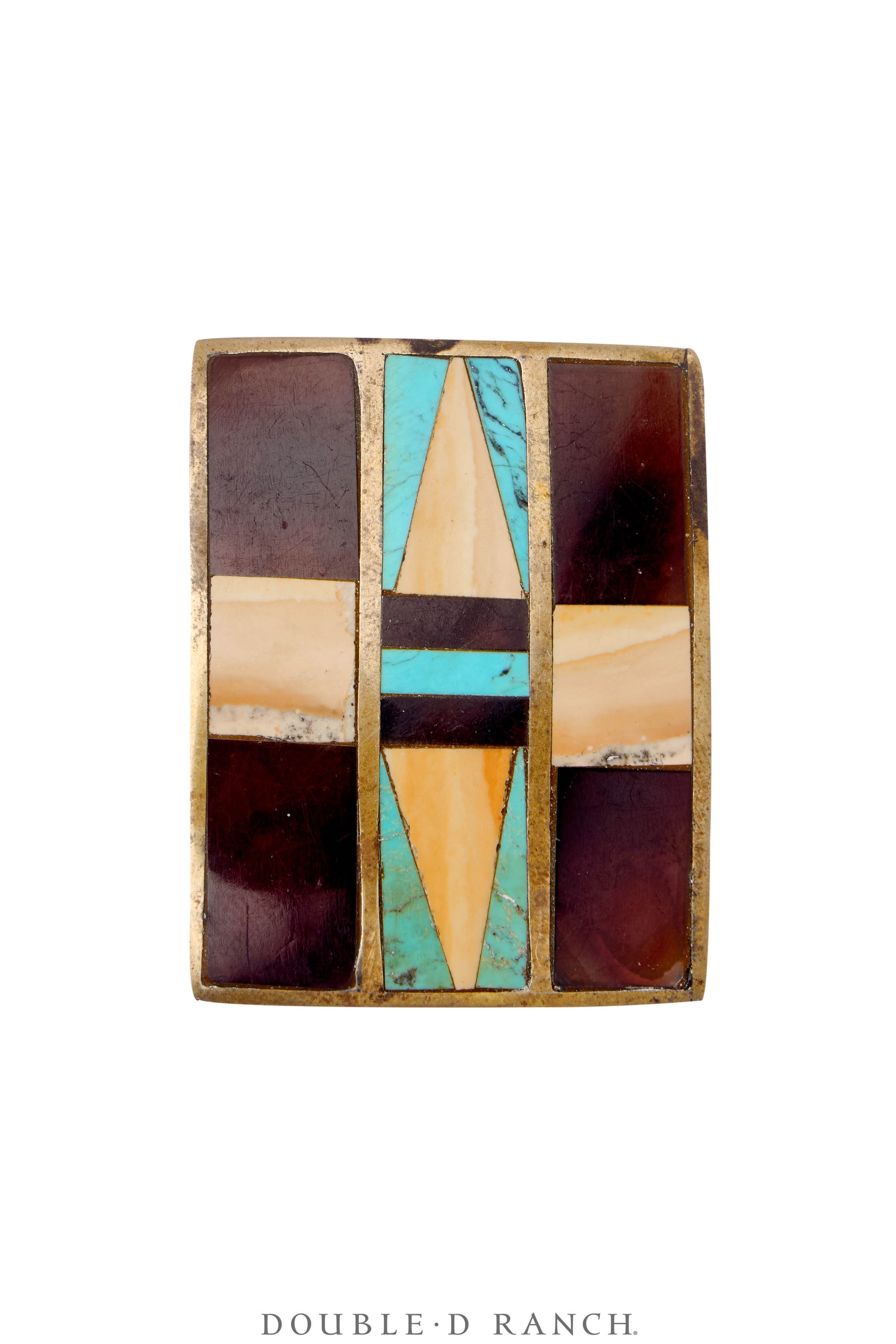 Scarf Slide, Vintage, Inlay, Tortoise Shell & Turquoise, 1223