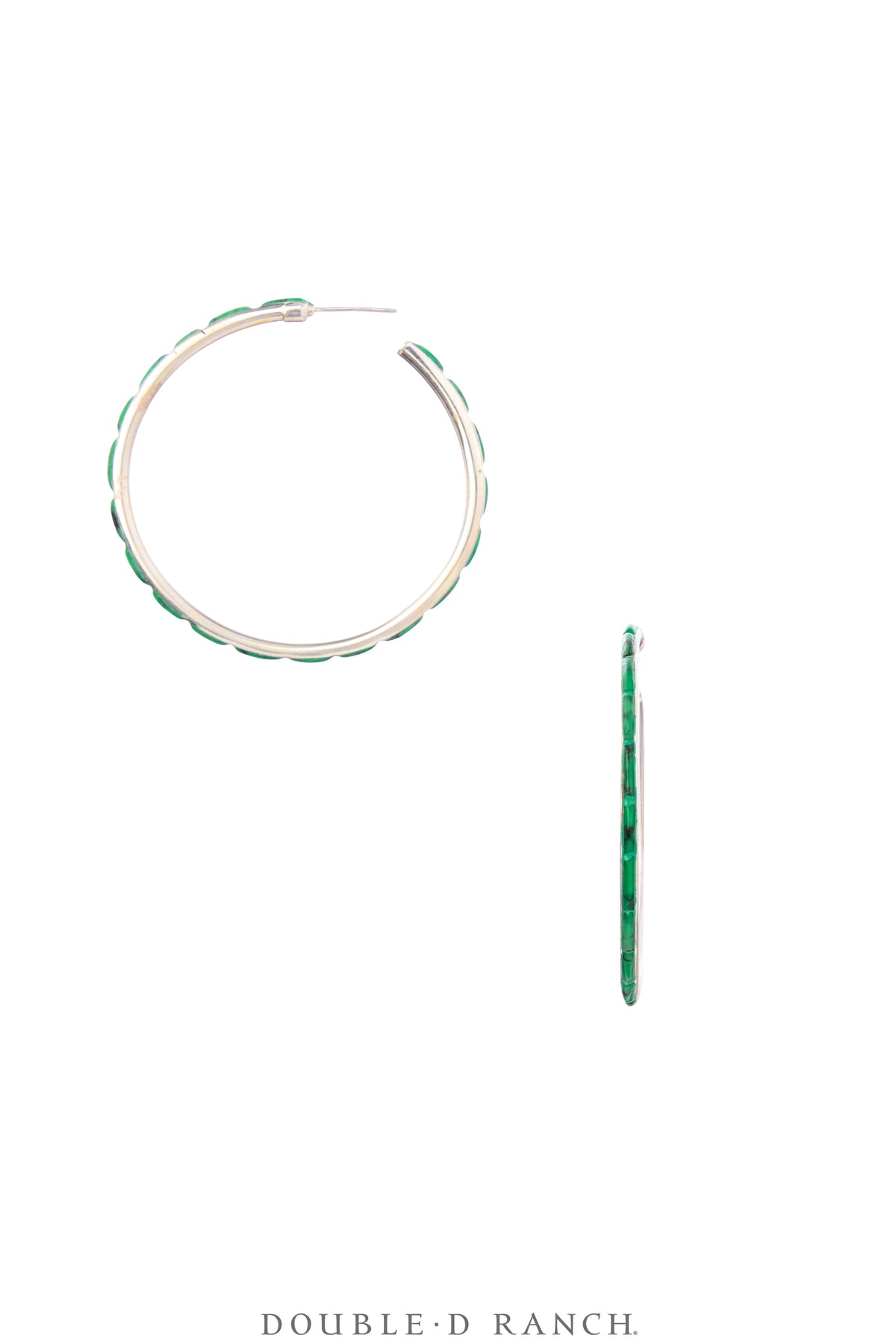 Earrings, Hoop, Large, Malachite, Contemporary, 2068