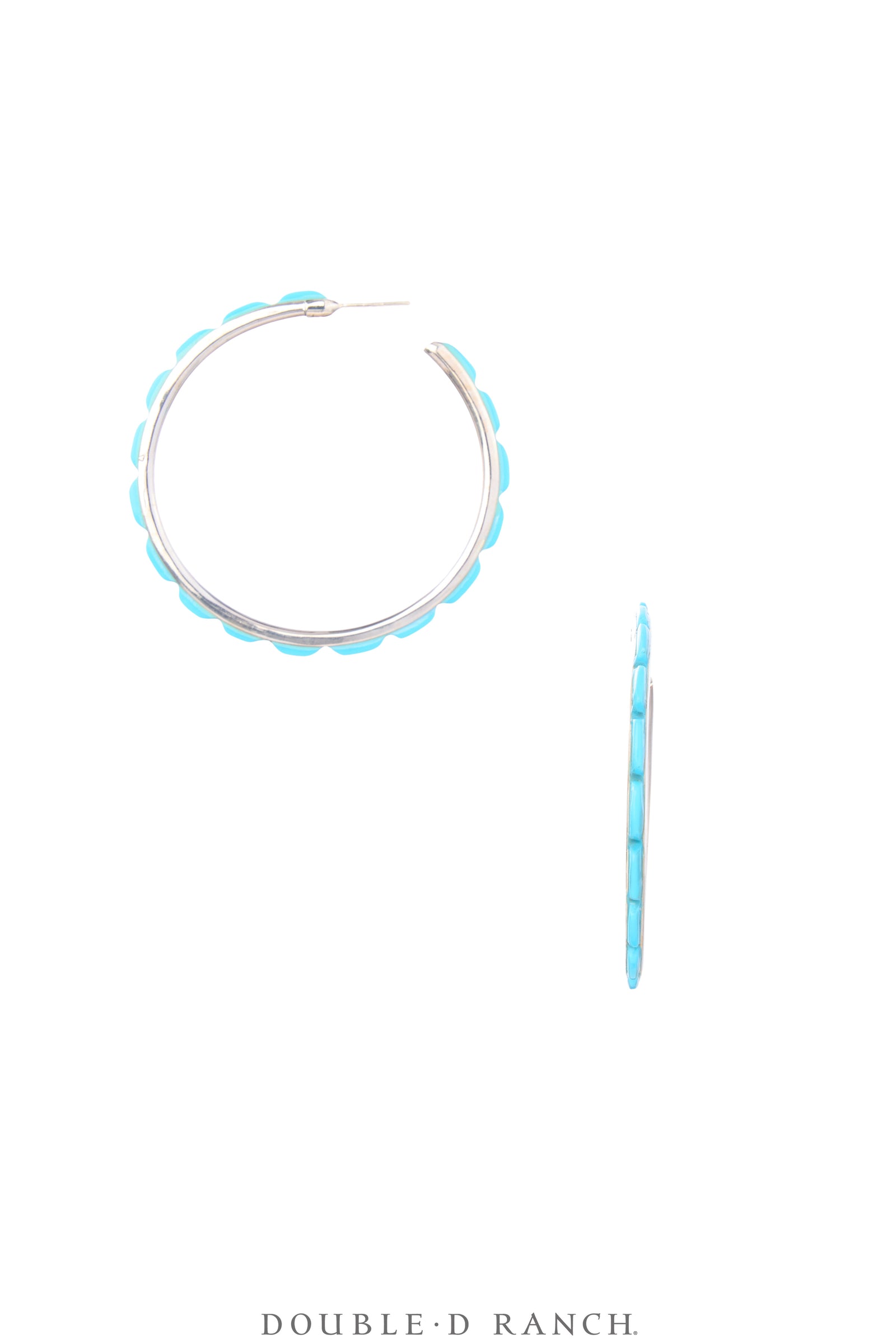 Earrings, Hoop, Large, Turquoise, Contemporary, 2068