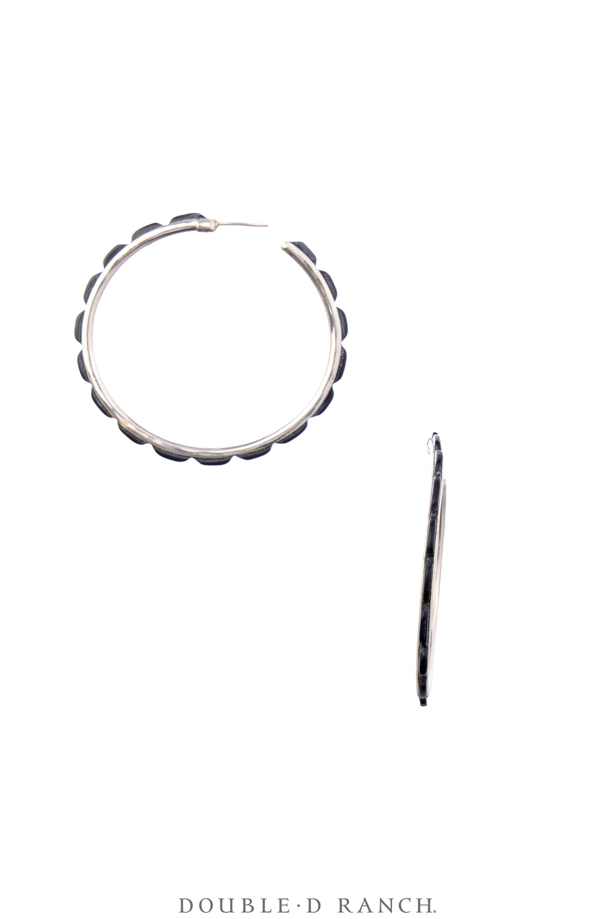 Earrings, Hoop, Large, Onyx, Contemporary, 2068