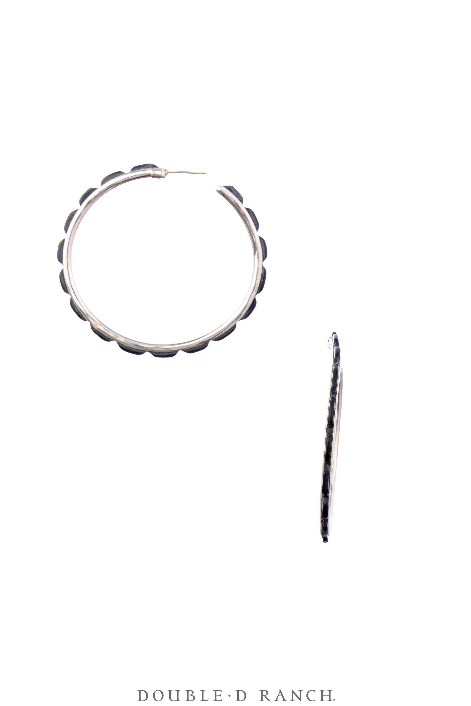 Earrings, Hoop, Large, Onyx, Contemporary, 2068