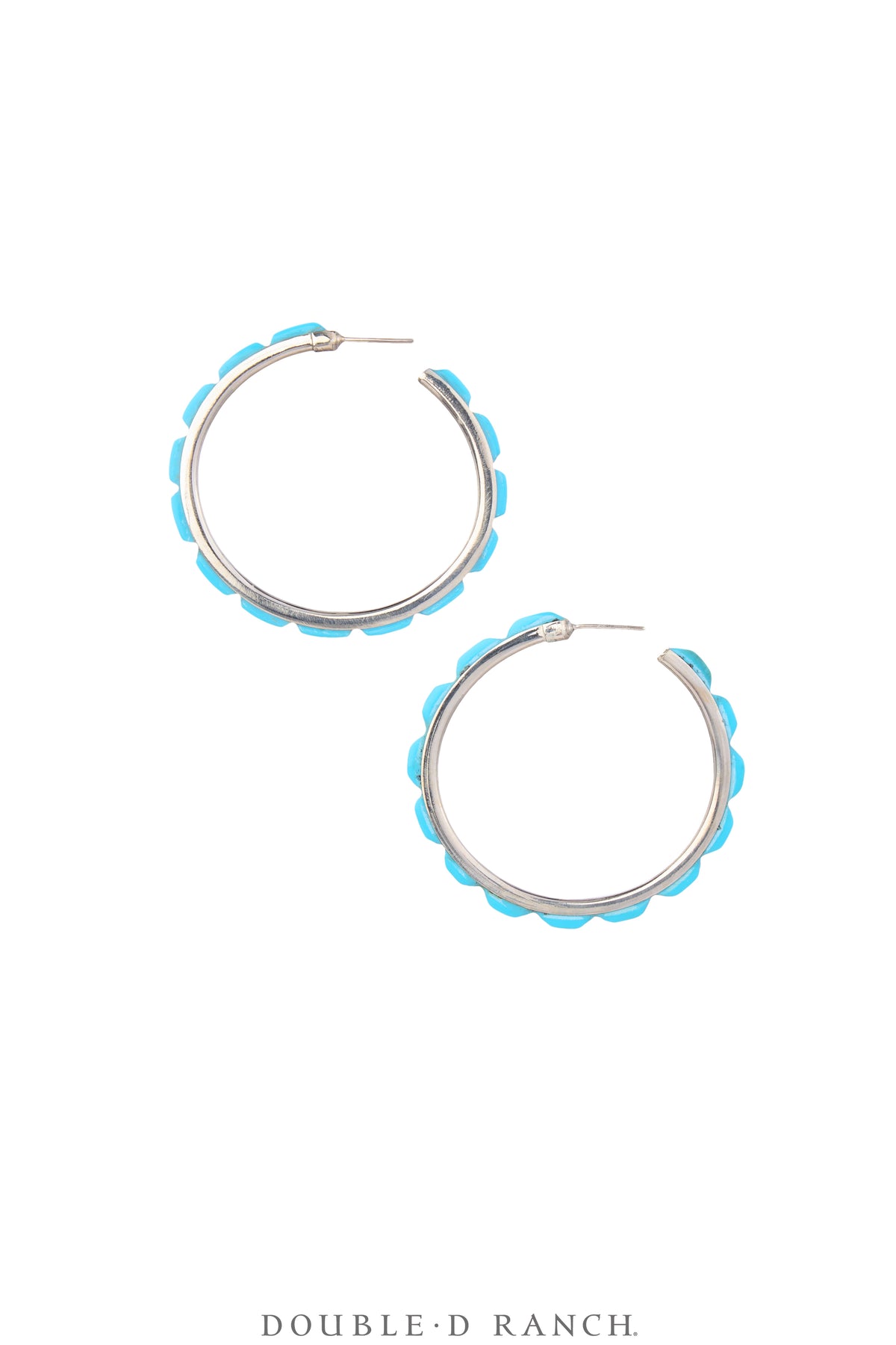Earrings, Hoop, Medium, Turquoise, Contemporary, 2069