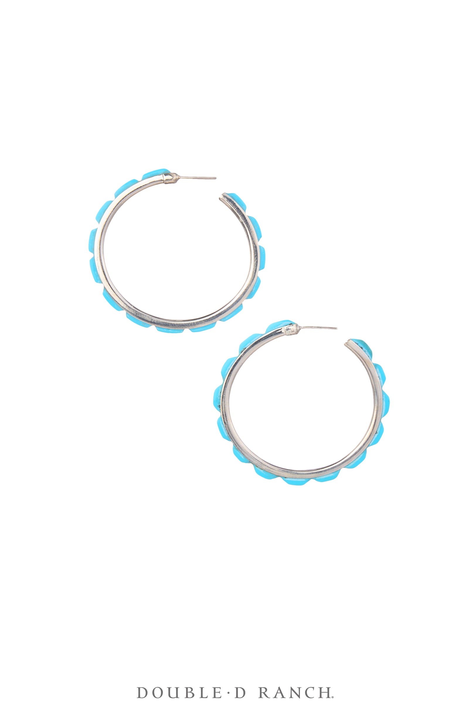 Earrings, Hoop, Medium, Turquoise, Contemporary, 2069