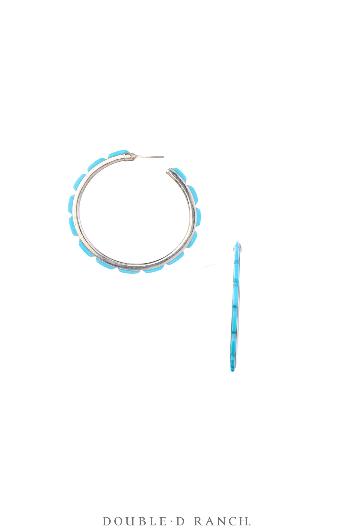 Earrings, Hoop, Medium, Turquoise, Contemporary, 2069