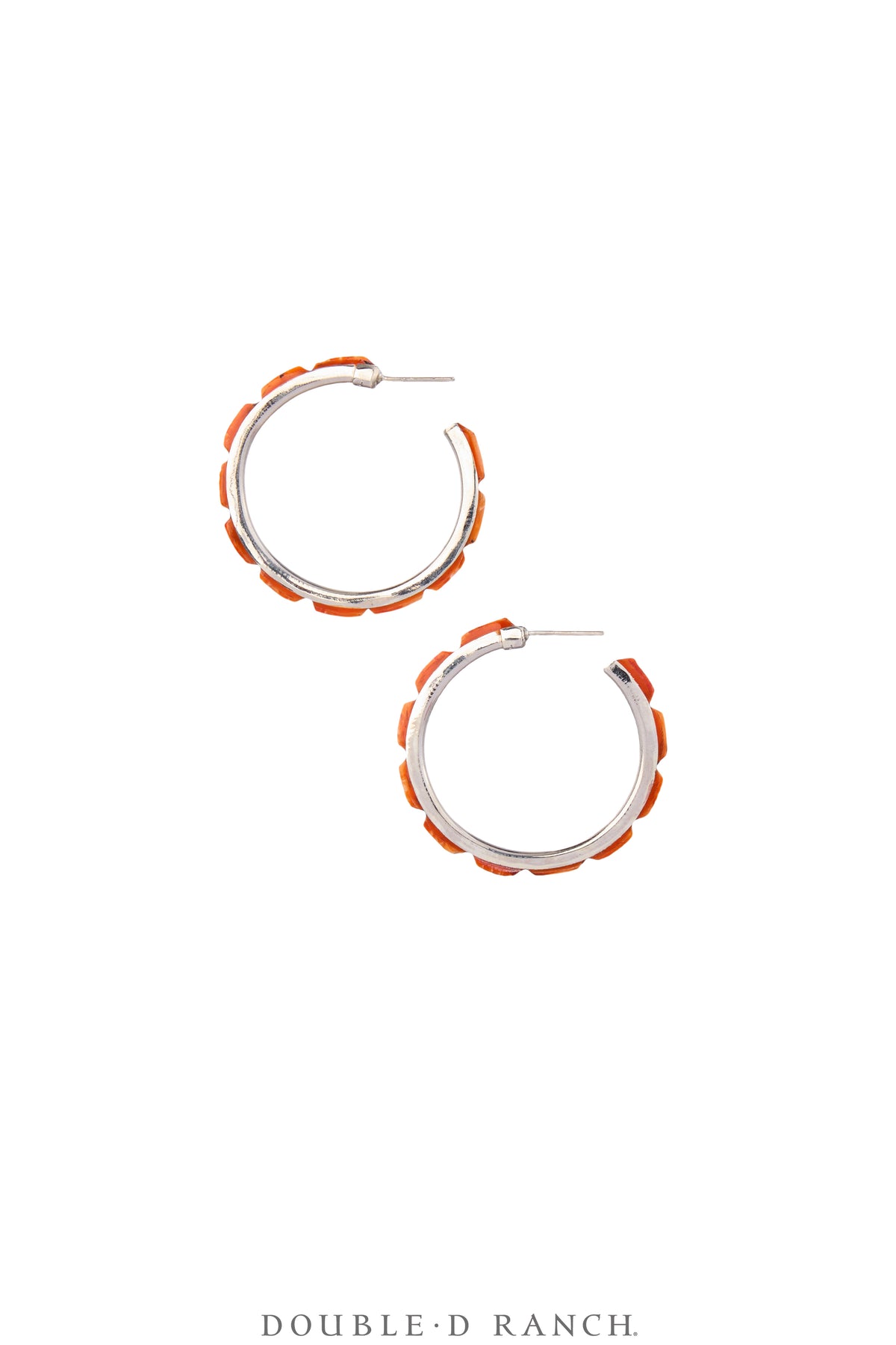 Earrings, Hoop, Small, Orange Spiny, Contemporary, 2070