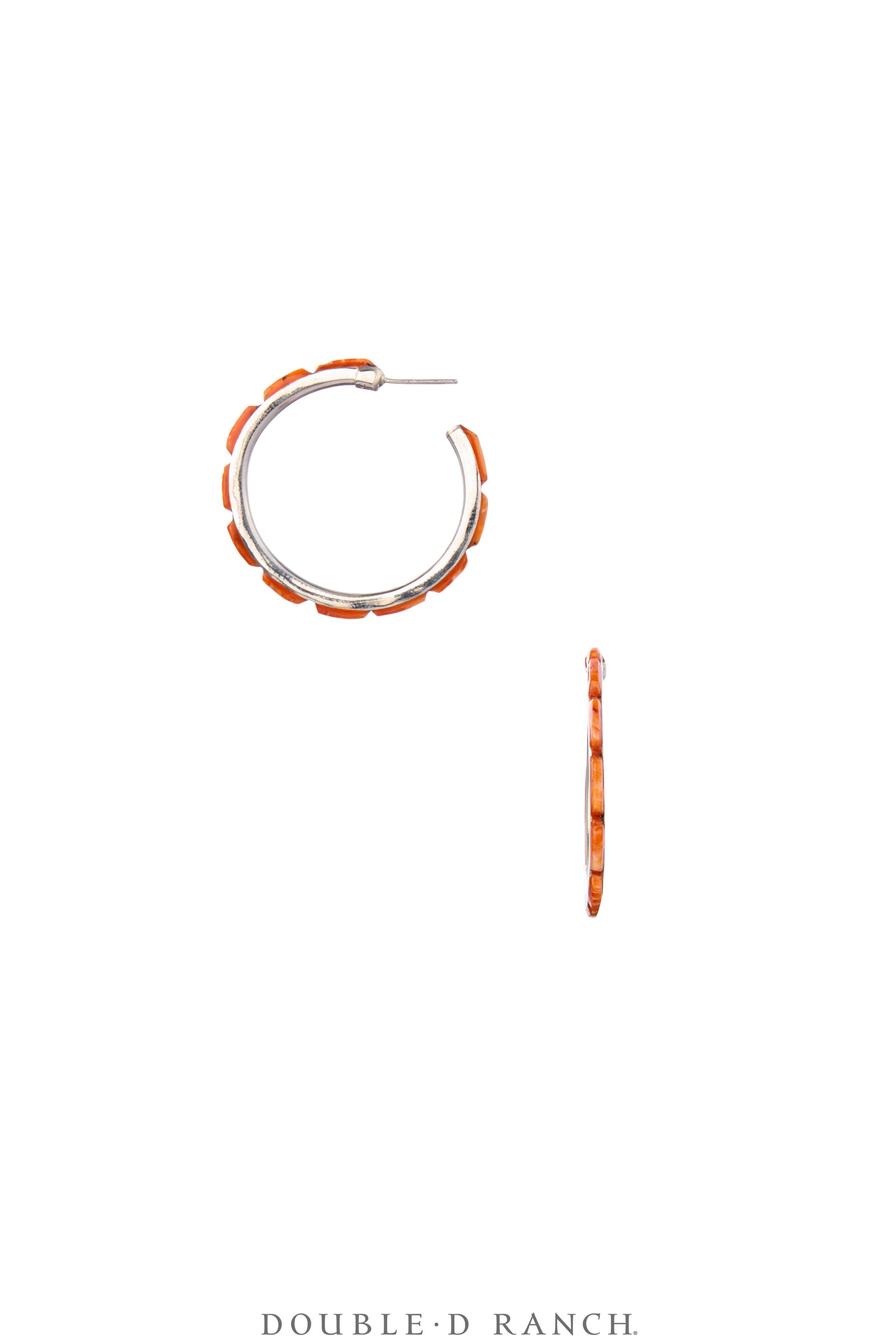 Earrings, Hoop, Small, Orange Spiny, Contemporary, 2070
