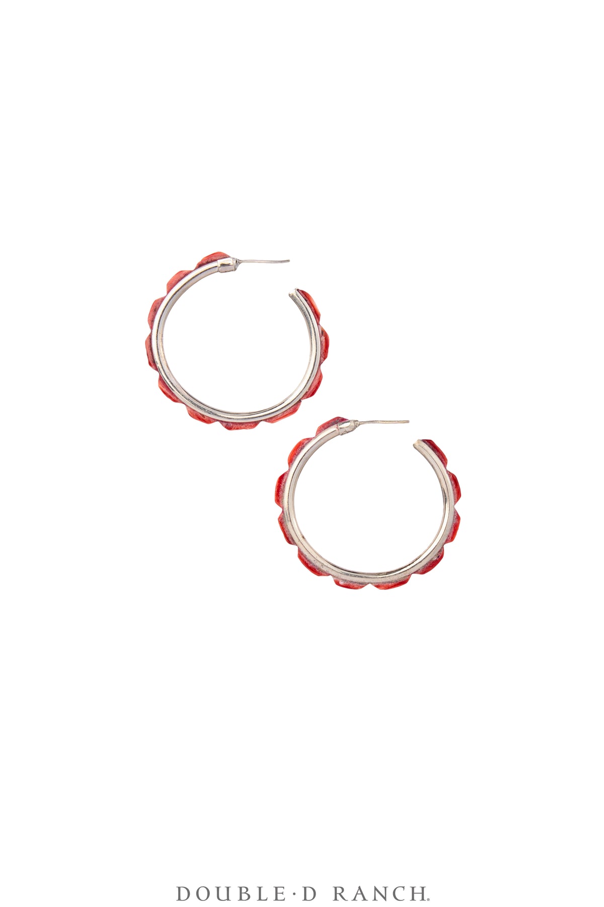 Earrings, Hoop, Small, Red Spiny, Contemporary, 2070