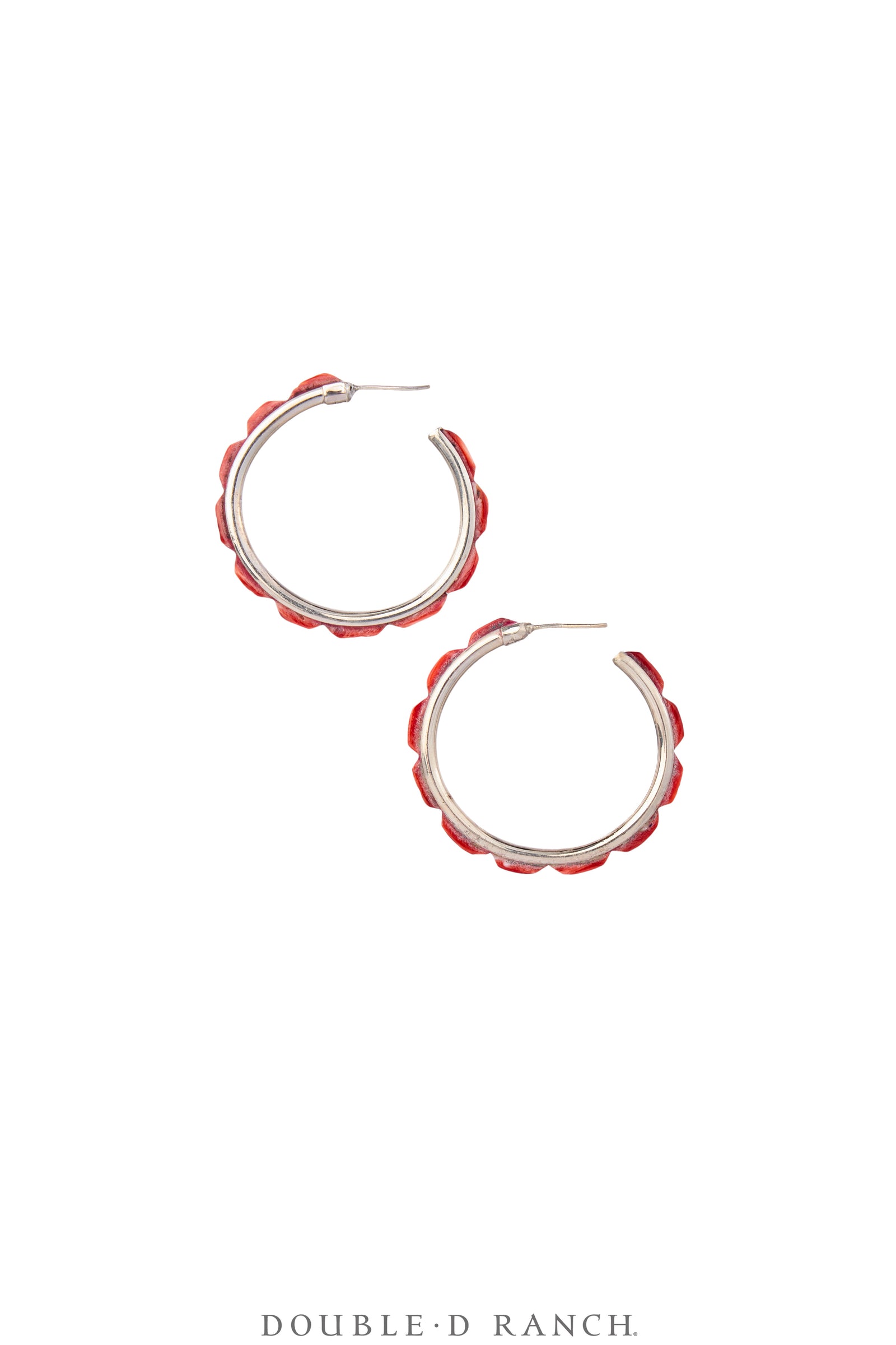 Earrings, Hoop, Small, Red Spiny, Contemporary, 2070