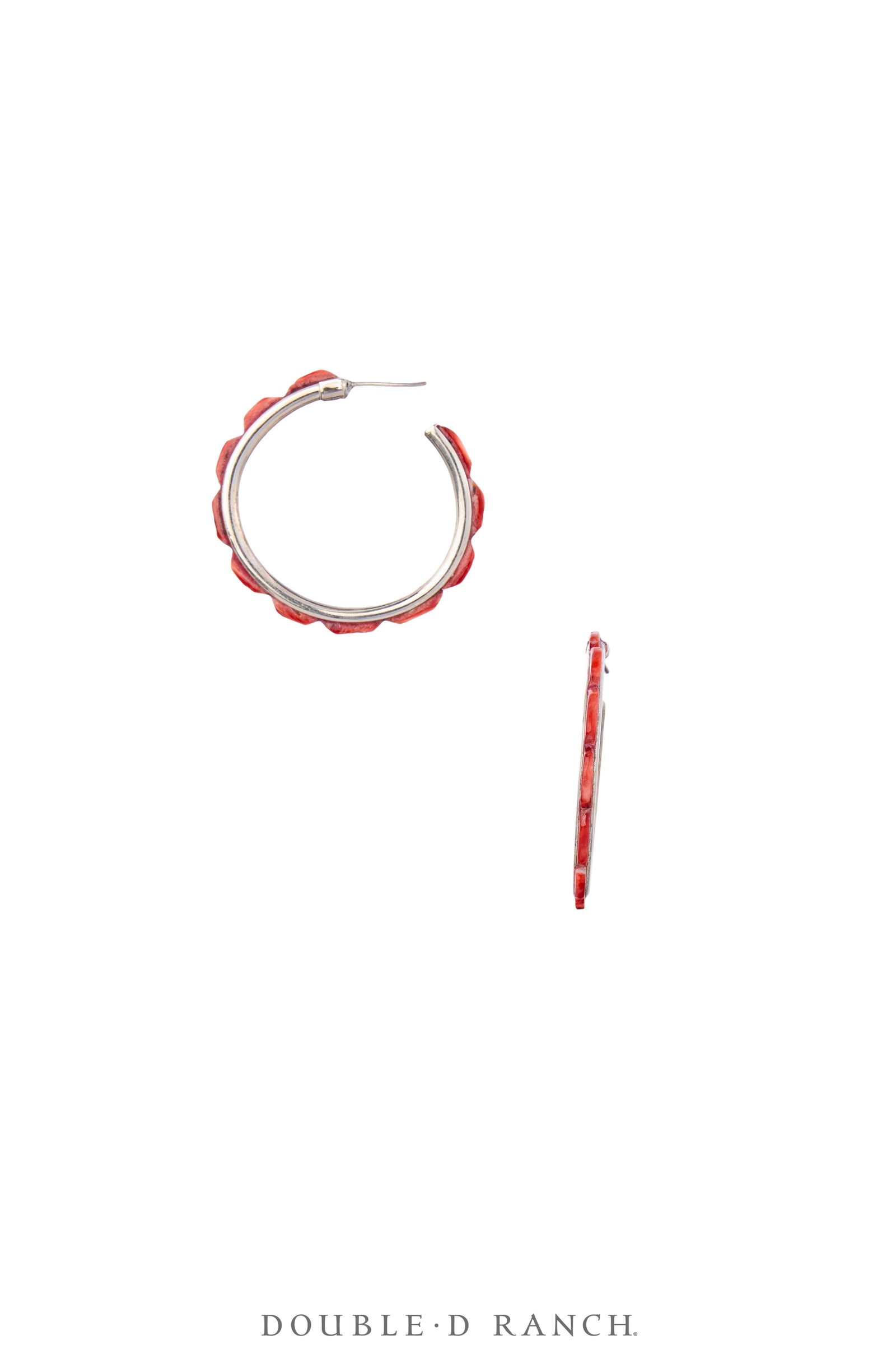 Earrings, Hoop, Small, Red Spiny, Contemporary, 2070